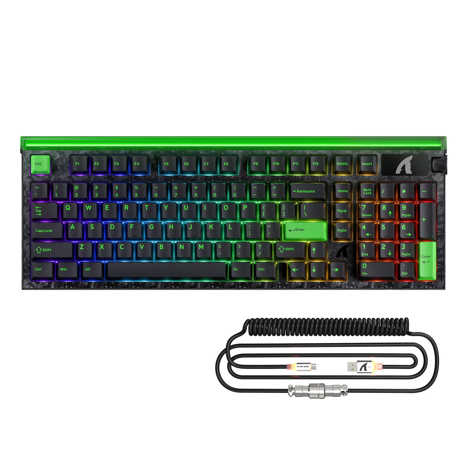 ATTACK SHARK R98 HE Carbonfaser-Kabelgebundene Tastatur mit schnellem Auslöser, magnetischem Schalter und C01 Ultra RGB Spiralkabel