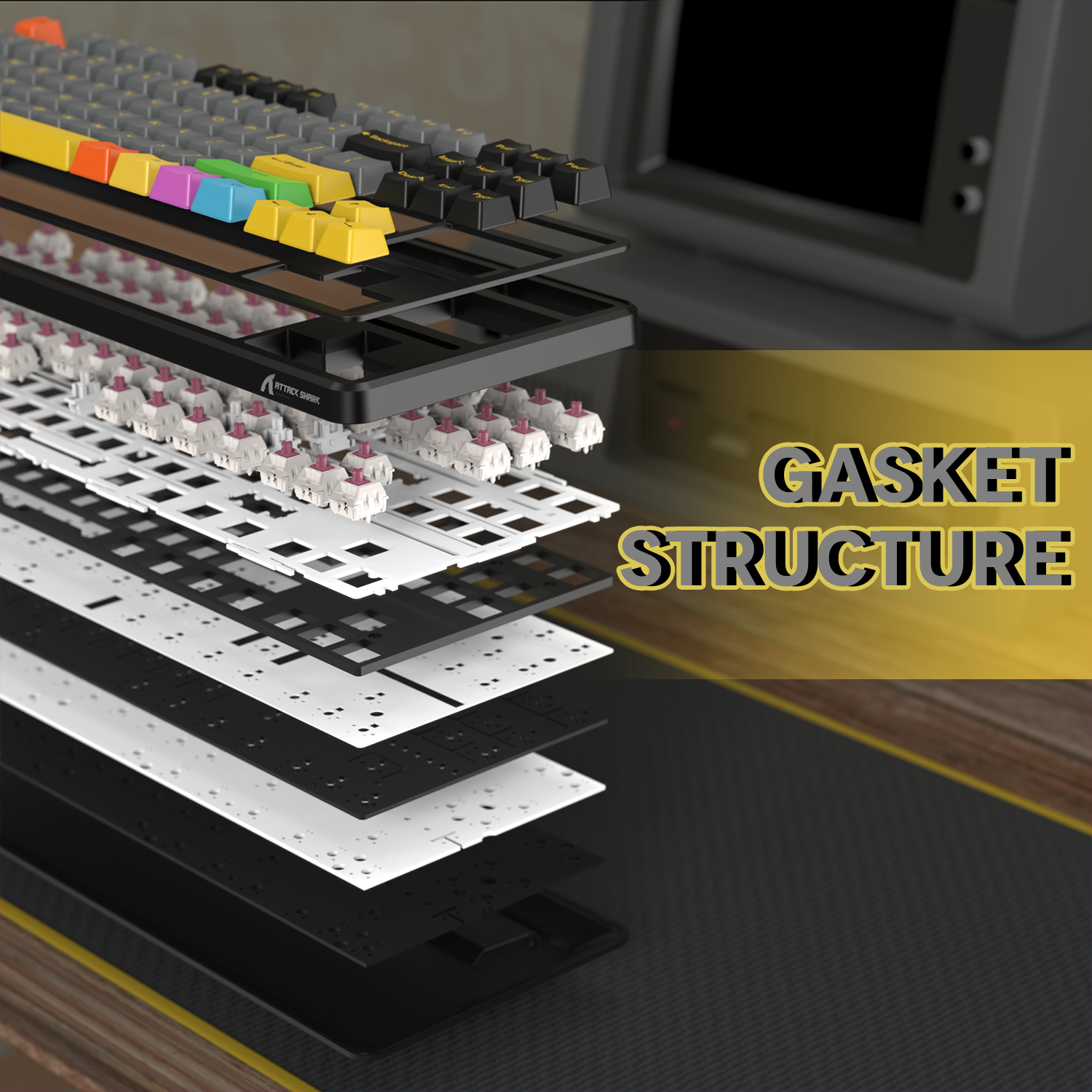 ATTACK SHARK X87 Tri-Mode-Dichtungstastatur