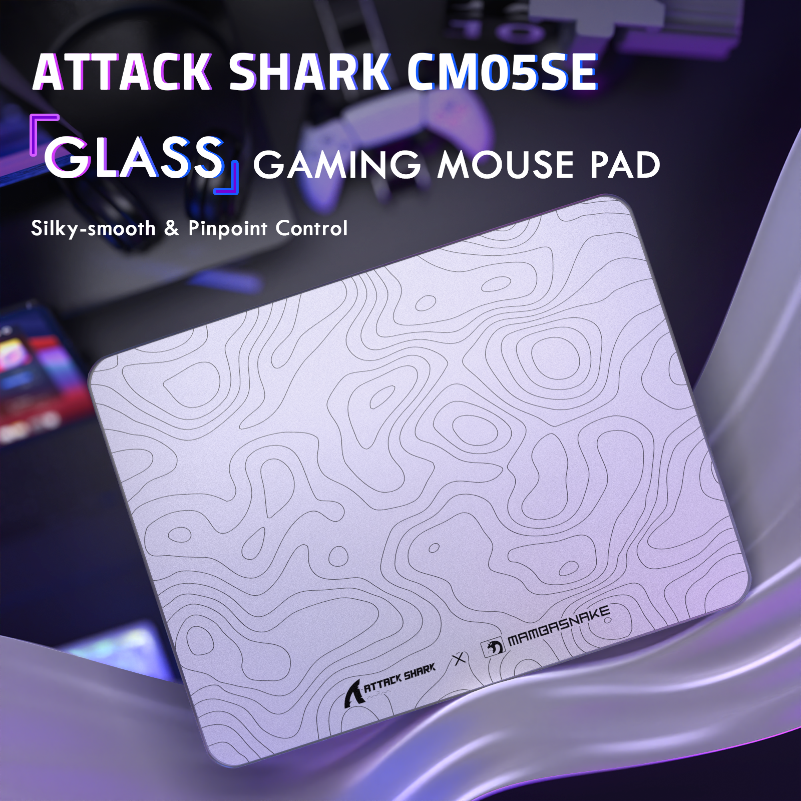 ATTACK SHARK CM05 Gehärtete Glas Gaming-Mausmatte