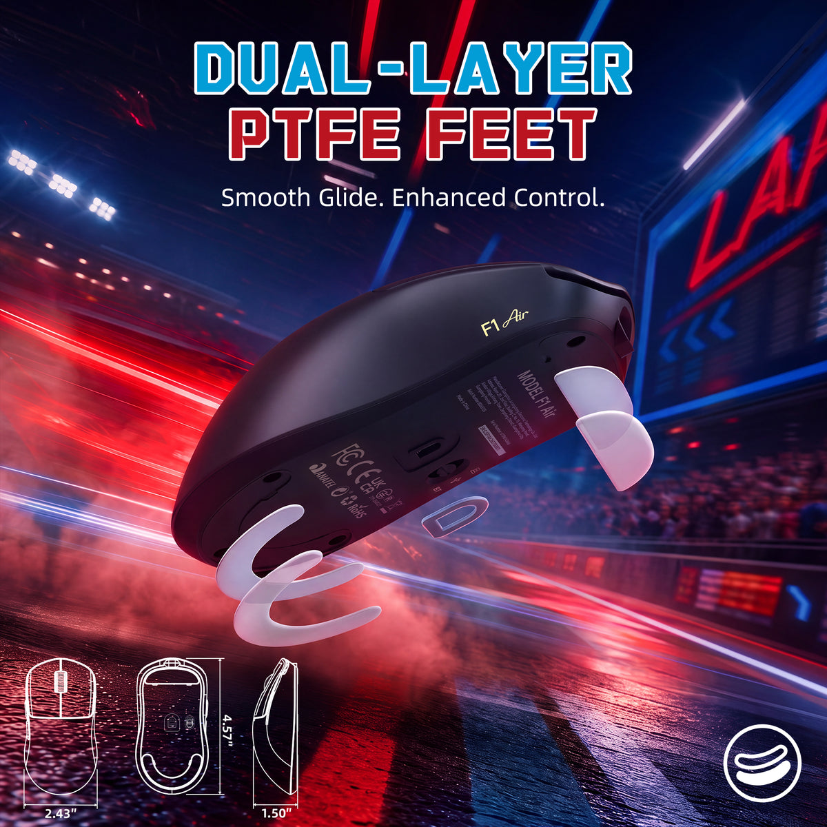 ATTACK SHARK F1 AIR 39g kabellose Gaming-Maus mit PAW3955MAX und C06 Ultra-Kabel