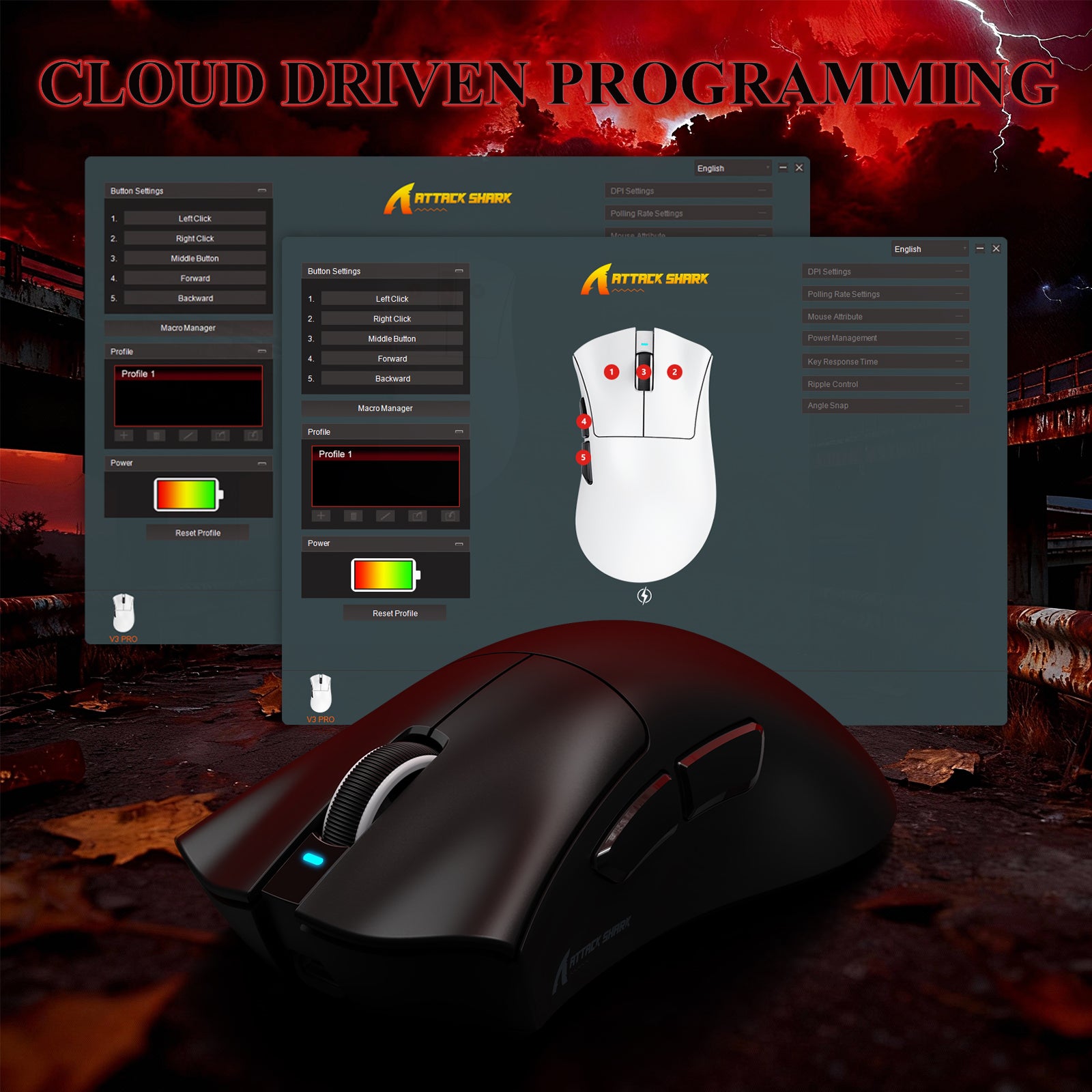 ATTACK SHARK V3PRO Ultraleichte Tri-Mode-Gaming-Maus mit Ladestation