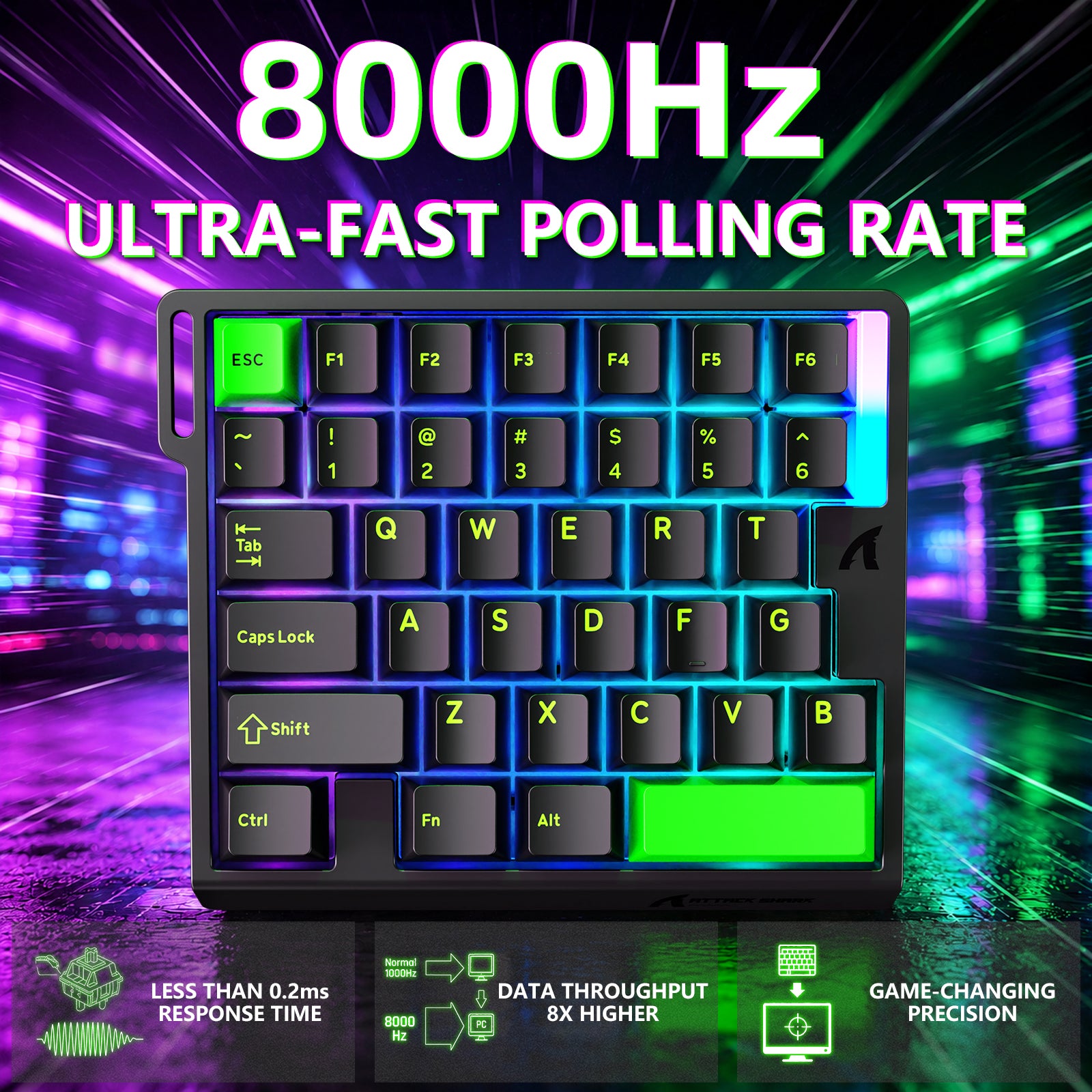 ATTACK SHARK M36 HE Einhändiges Tastatur mit Magnetischem Schalter & C01 ULTRA LED Aviator Kabel