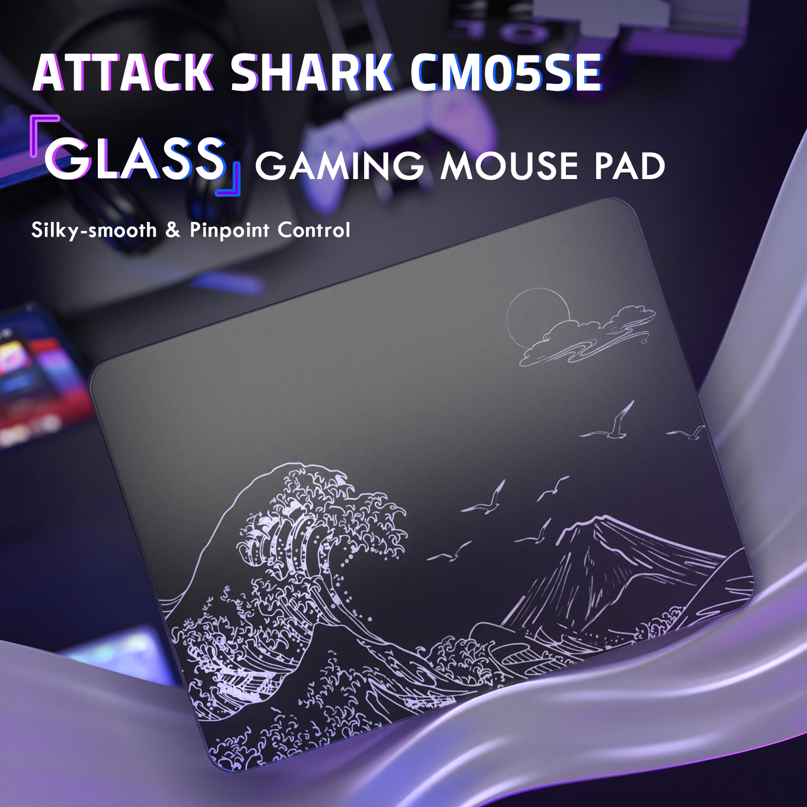 ATTACK SHARK CM05 Gehärtete Glas Gaming-Mausmatte