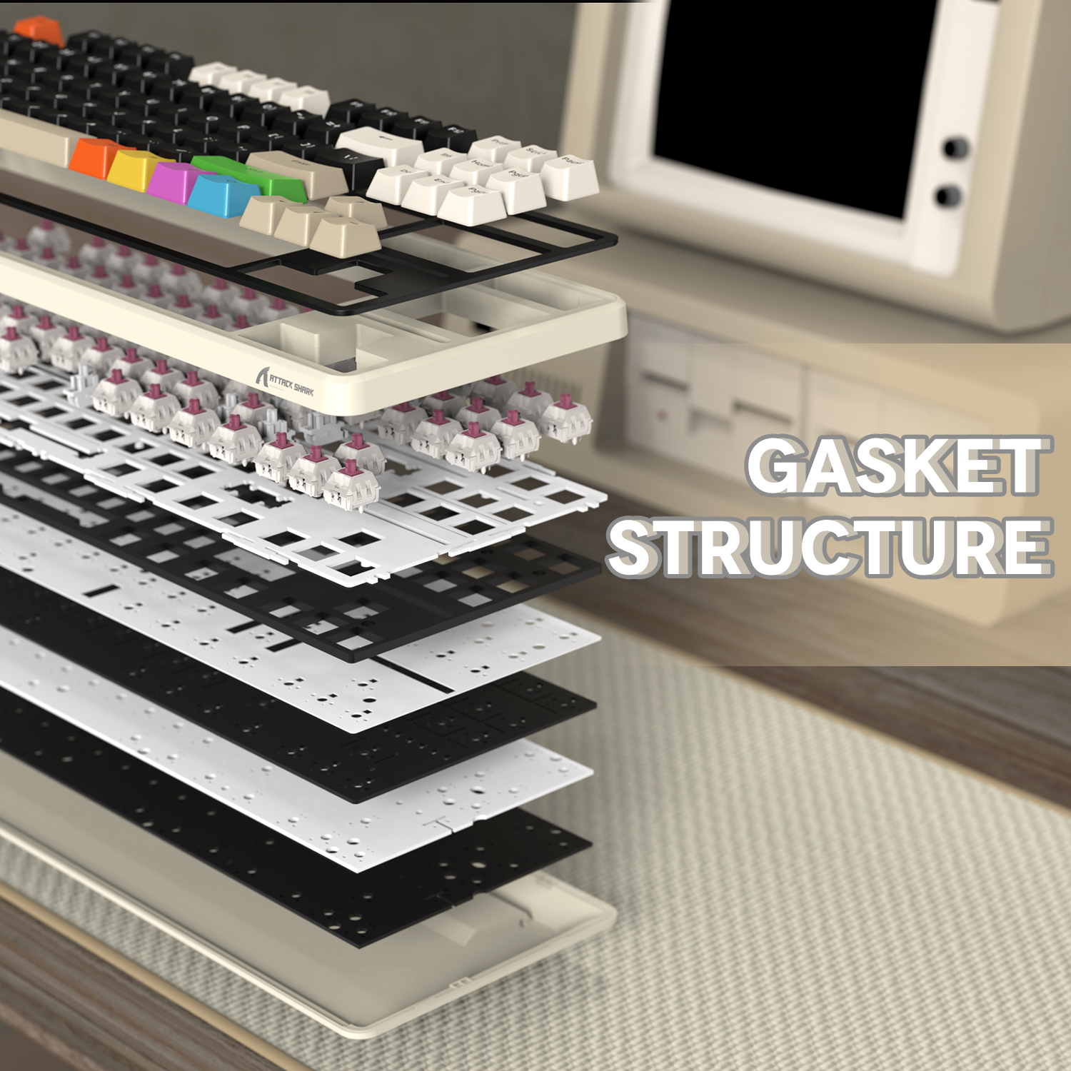 ATTACK SHARK X87 Tri-Mode-Dichtungstastatur