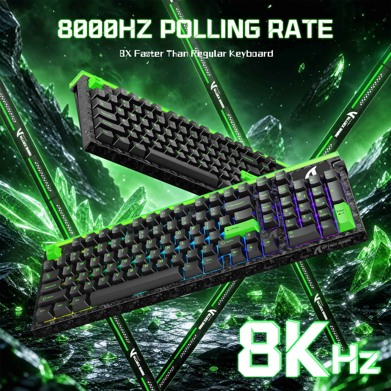 ATTACK SHARK R98 HE Carbonfaser-Kabelgebundene Tastatur mit schnellem Auslöser, magnetischem Schalter und C01 Ultra RGB Spiralkabel