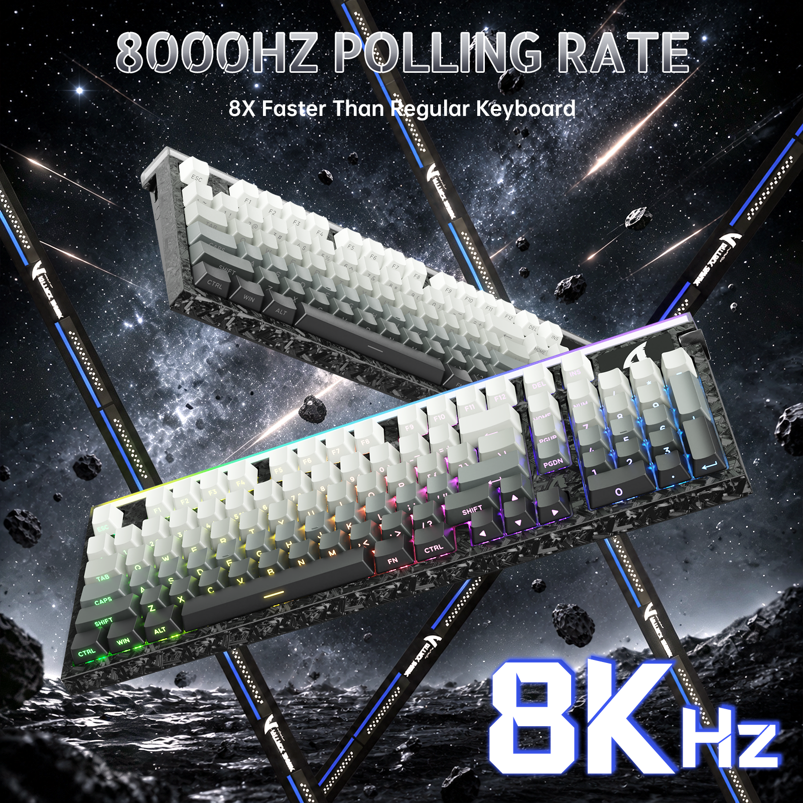 ATTACK SHARK R98 HE Carbonfaser-Kabelgebundene Tastatur mit schnellem Auslöser, magnetischem Schalter und C01 Ultra RGB Spiralkabel