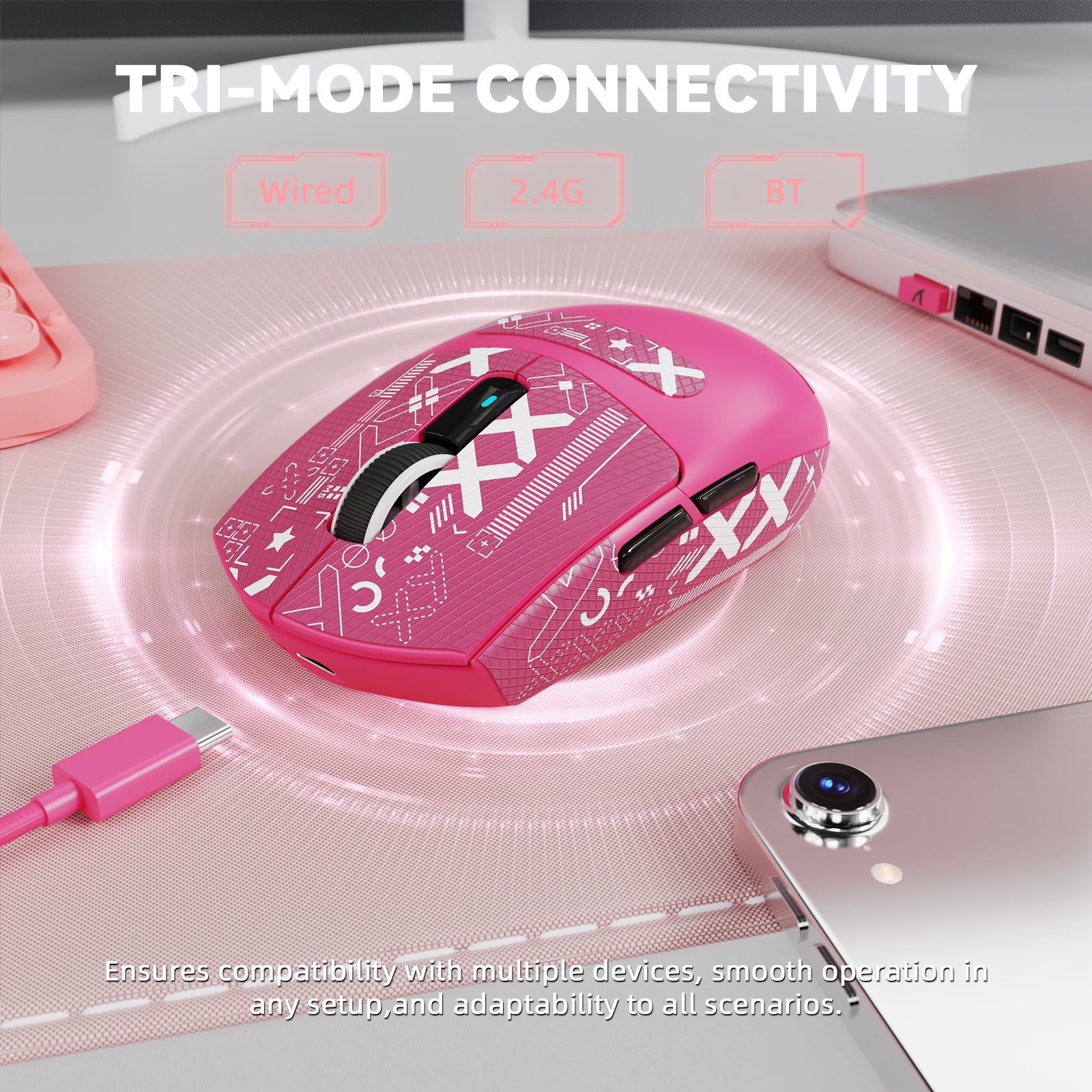 ATTACK SHARK G3PRO Kabellose Tri-Mode-Gaming-Maus mit Ladestation, 25.000 DPI, ultraleicht
