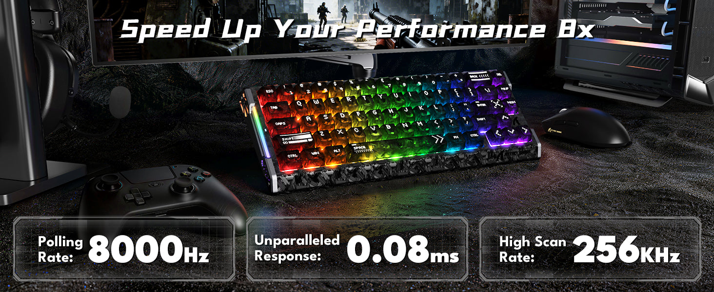 ATTACK SHARK R68 HE Kohlefaser Kabelgebundene Rapid Trigger Magnetischer Schalter Tastatur mit C01 Ultra RGB Spiralkabel