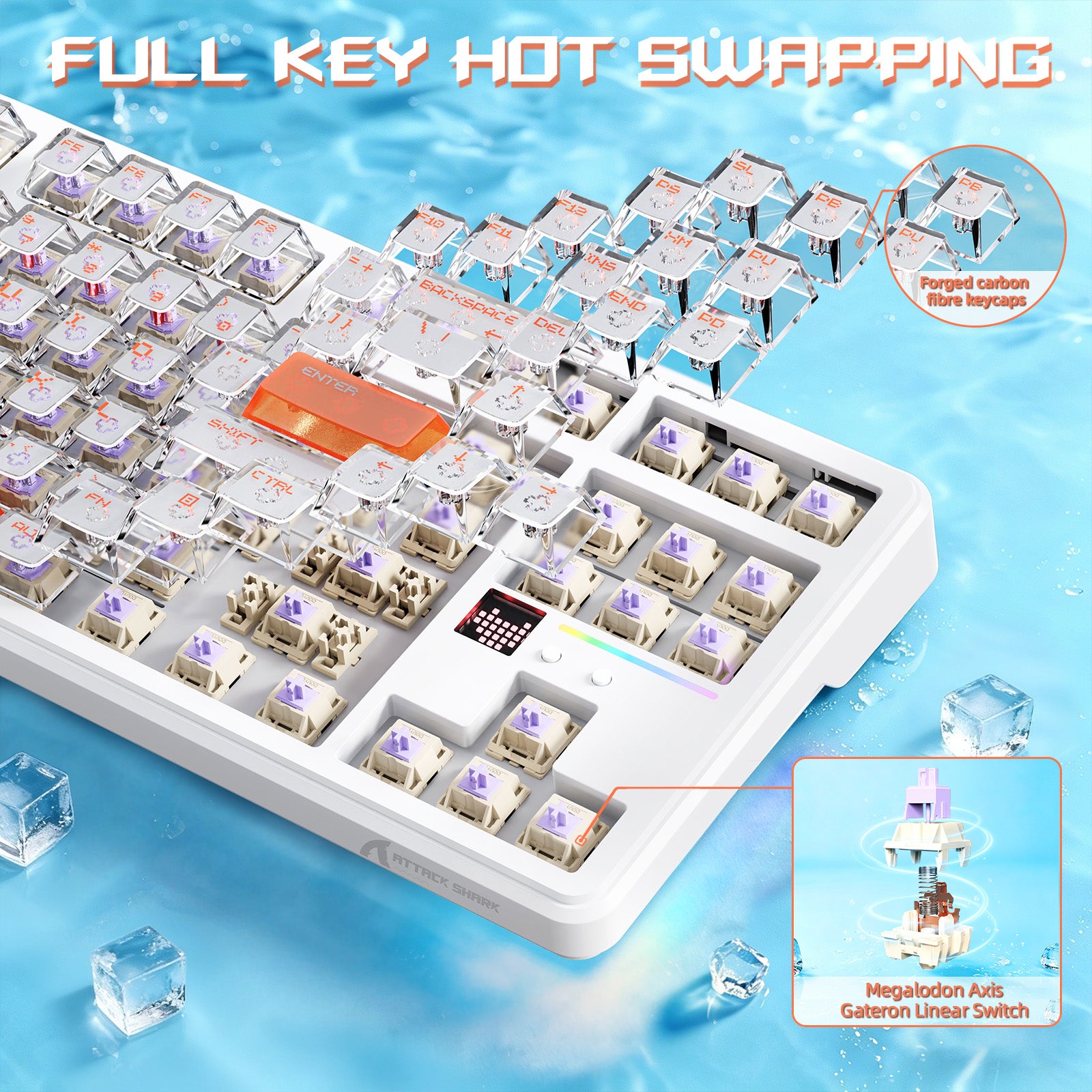 ATTACK SHARK X87 ULTRA Kabellose Gaming-Tastatur mit 8KHz-Empfänger und RGB-Spiralkabel