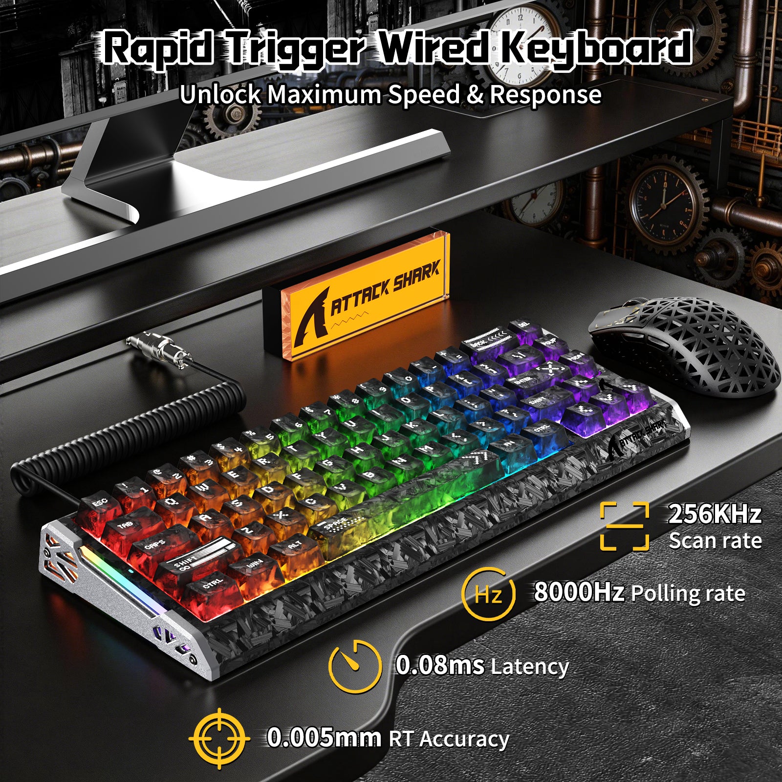 ATTACK SHARK R68 HE & R5 ULTRA Kohlefaser Gaming-Bundle mit C01 ULTRA Spiralkabel