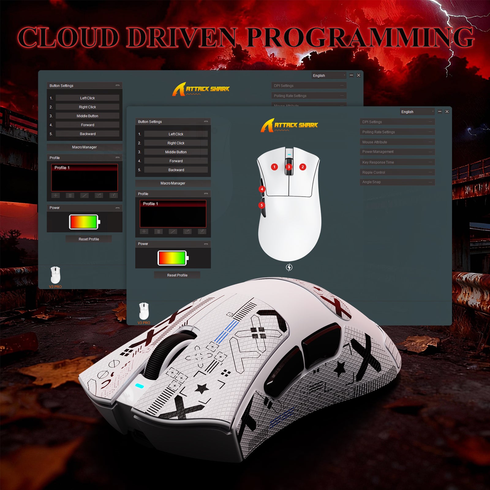 ATTACK SHARK V3PRO Ultraleichte Tri-Mode-Gaming-Maus mit Ladestation