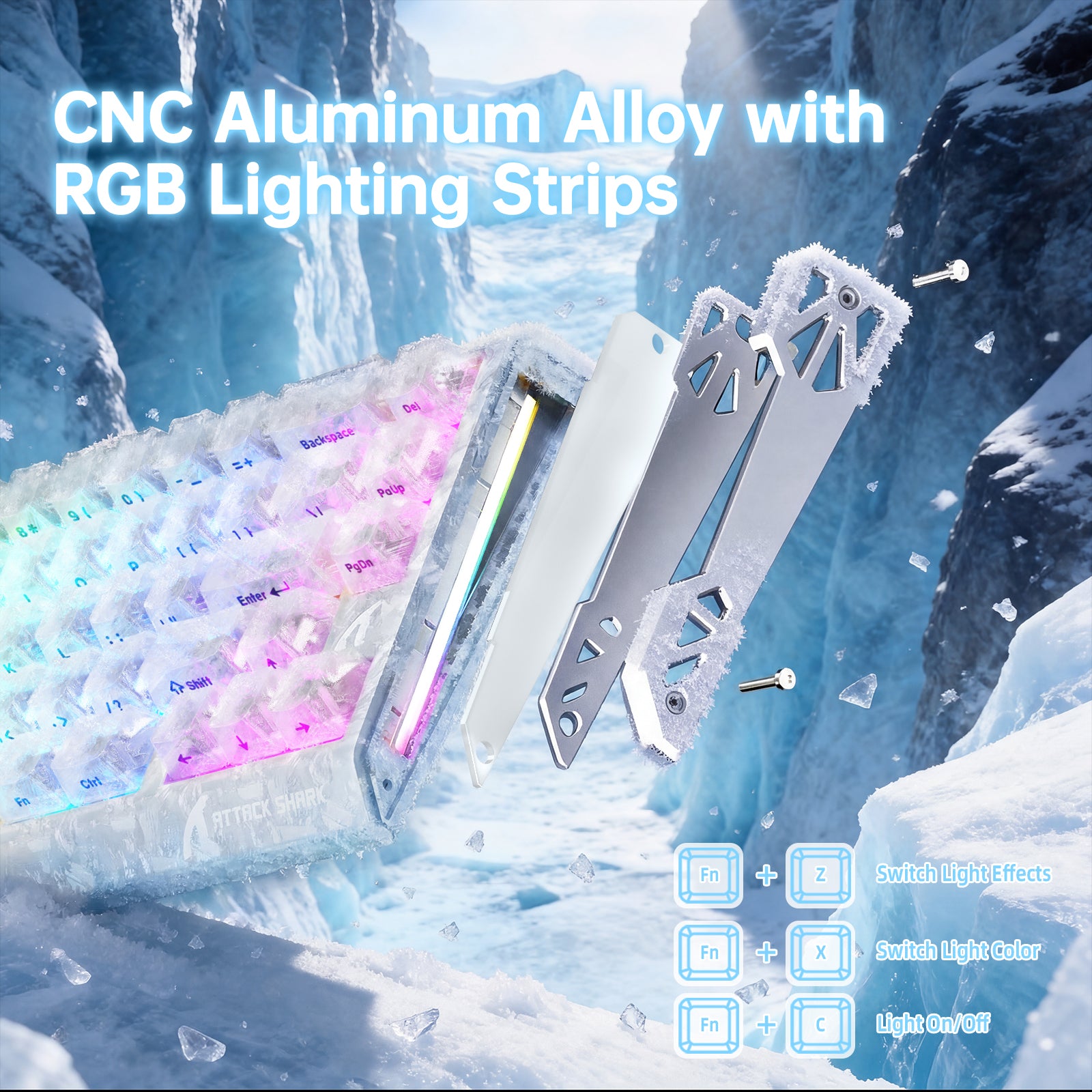 ATTACK SHARK R68 HE Kohlefaser Kabelgebundene Rapid Trigger Magnetischer Schalter Tastatur mit C01 Ultra RGB Spiralkabel