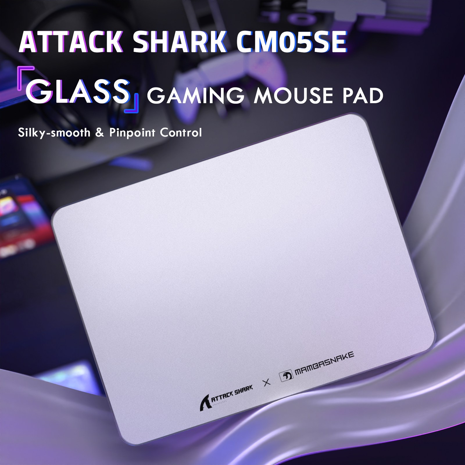 ATTACK SHARK CM05 Gehärtete Glas Gaming-Mausmatte
