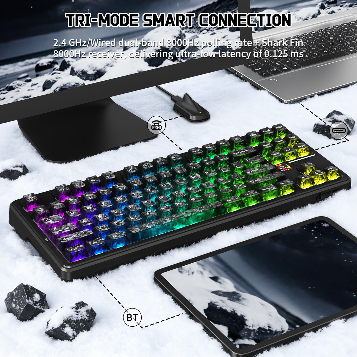 ATTACK SHARK X87 ULTRA Kabellose mechanische Tastatur mit 8K Wireless-Empfänger