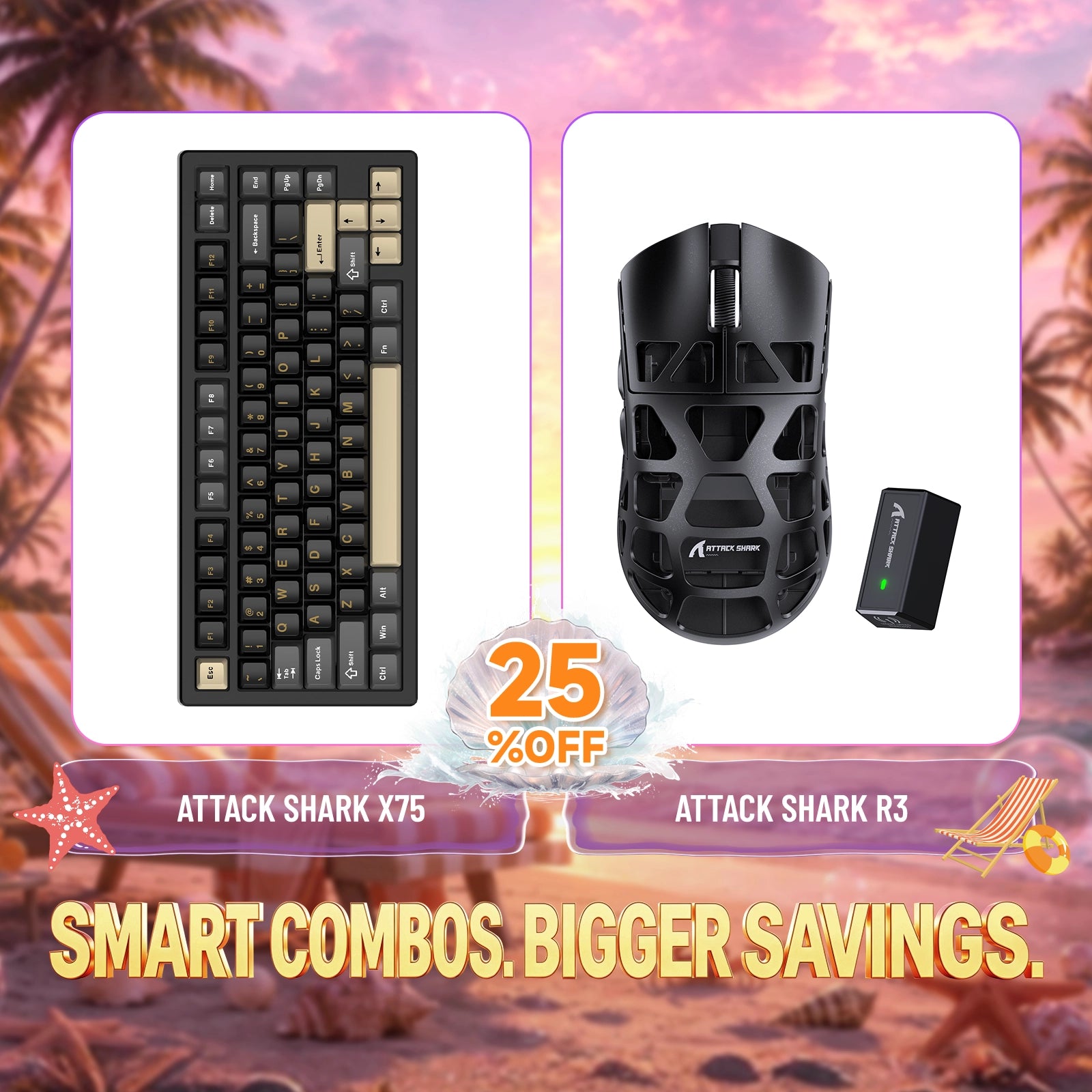 ATTACK SHARK X75 Vollaluminium Tastatur + R3 Magnesiumlegierung Gaming-Maus Bundle