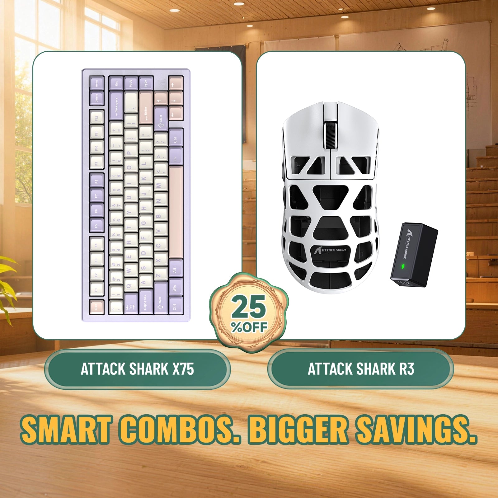 ATTACK SHARK X75 Vollaluminium Tastatur + R3 Magnesiumlegierung Gaming-Maus Bundle