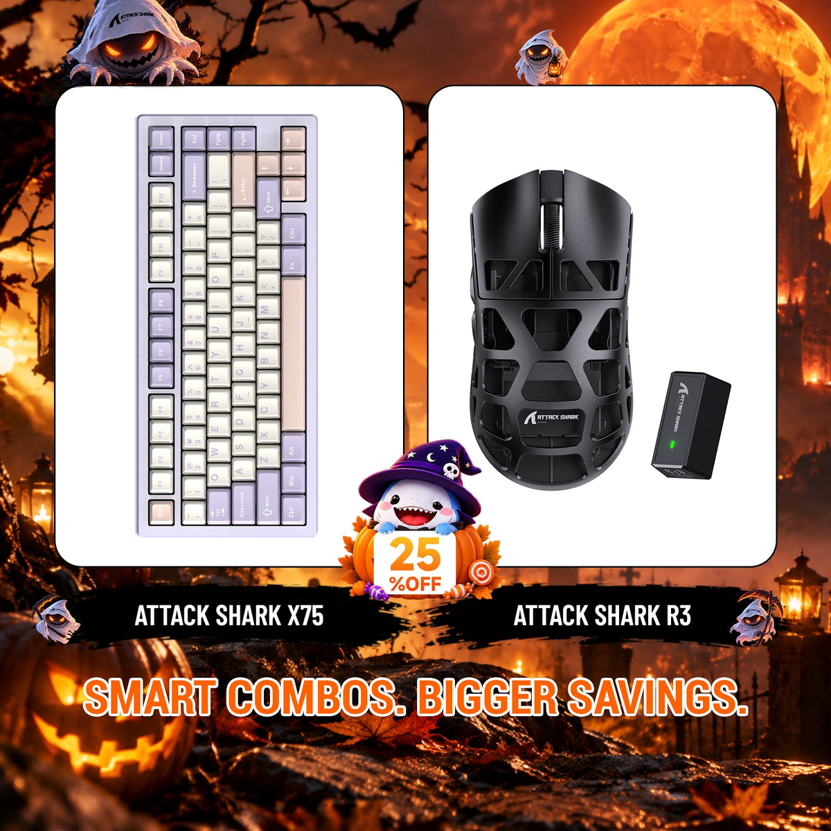 ATTACK SHARK X75 Vollaluminium Tastatur + R3 Magnesiumlegierung Gaming-Maus Bundle