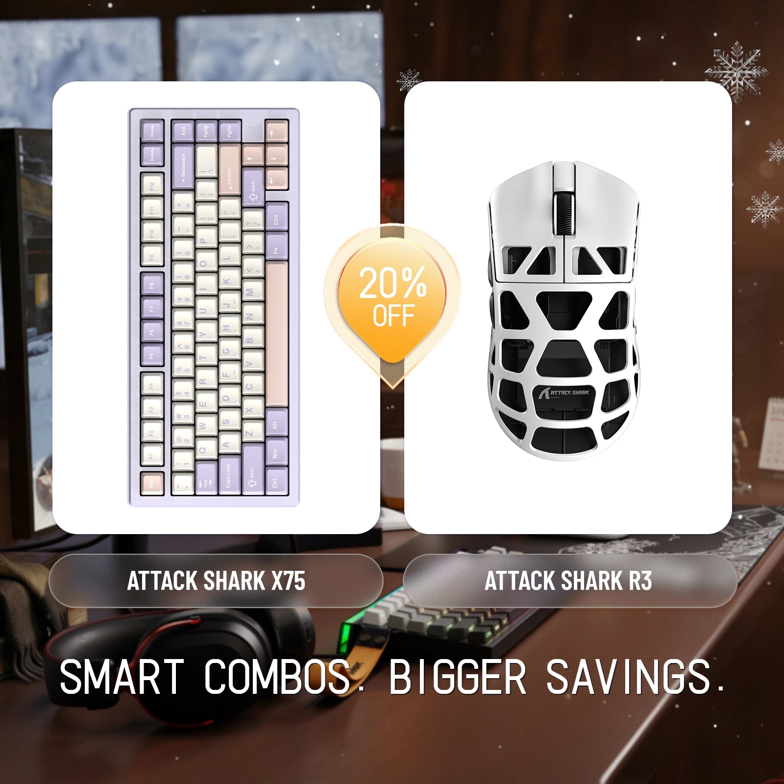 ATTACK SHARK X75 Vollaluminium-Tastatur + R3 Magnesiumlegierung-Gaming-Maus-Paket