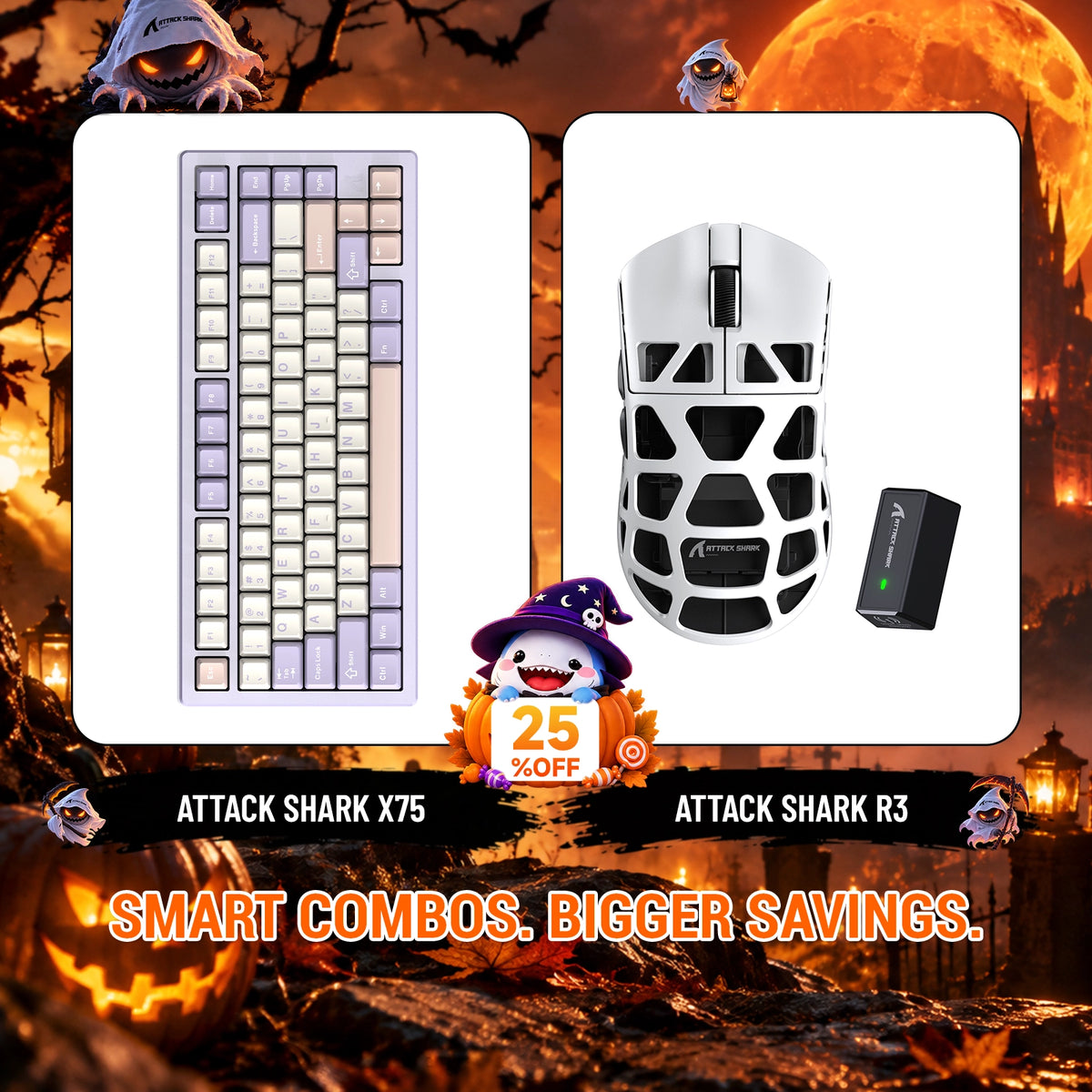 ATTACK SHARK X75 Vollaluminium Tastatur + R3 Magnesiumlegierung Gaming-Maus Bundle