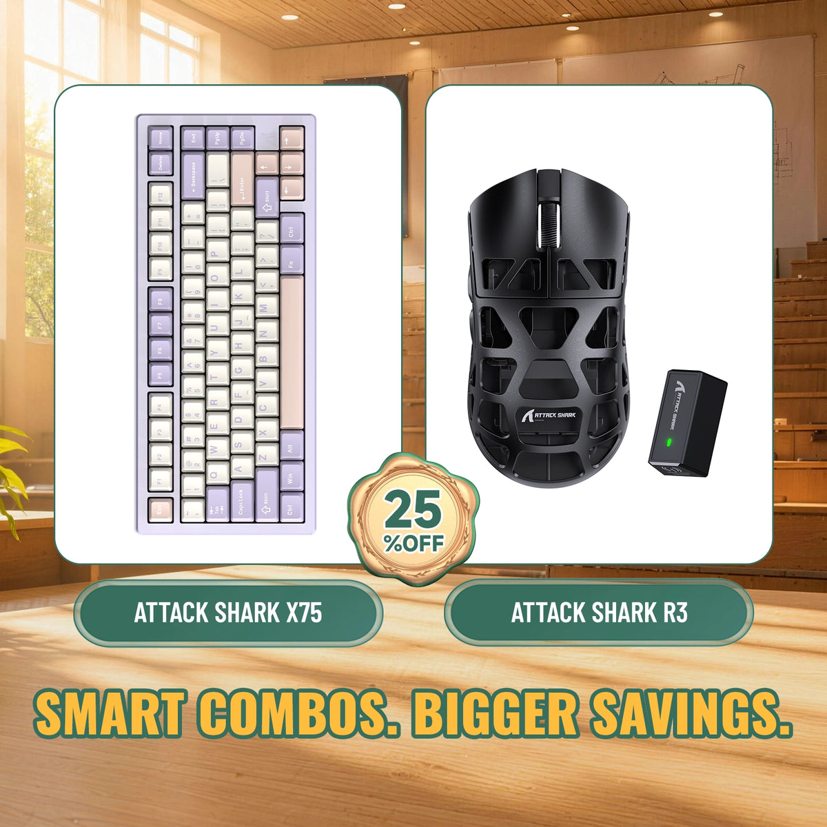 ATTACK SHARK X75 Vollaluminium Tastatur + R3 Magnesiumlegierung Gaming-Maus Bundle