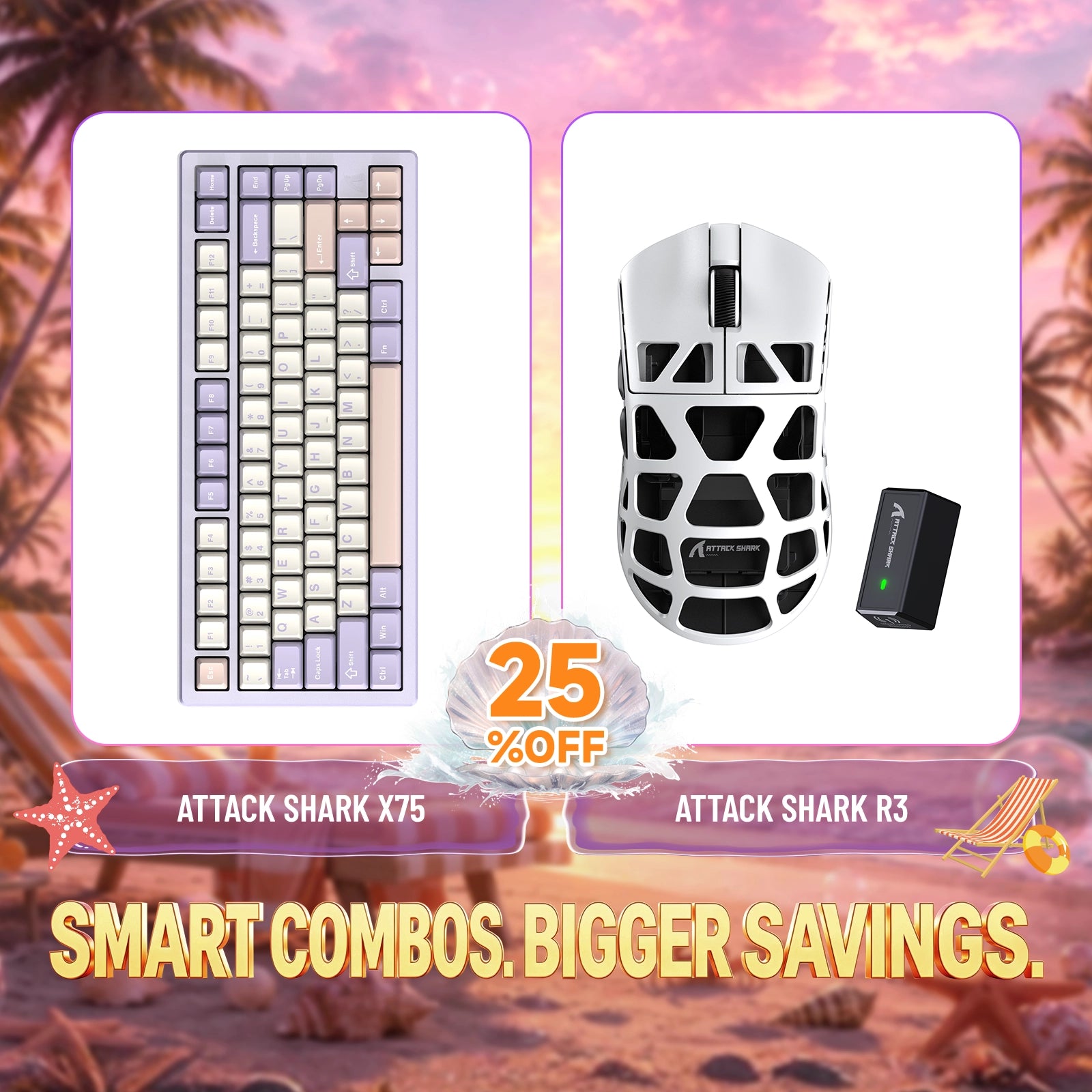 ATTACK SHARK X75 Vollaluminium Tastatur + R3 Magnesiumlegierung Gaming-Maus Bundle