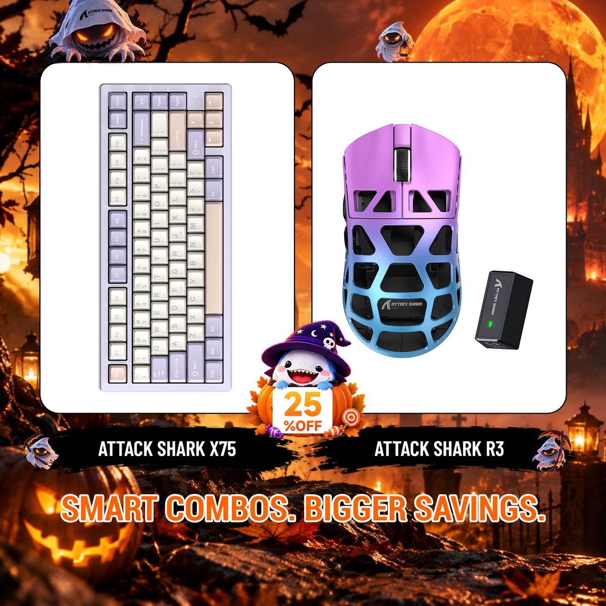 ATTACK SHARK X75 Vollaluminium Tastatur + R3 Magnesiumlegierung Gaming-Maus Bundle