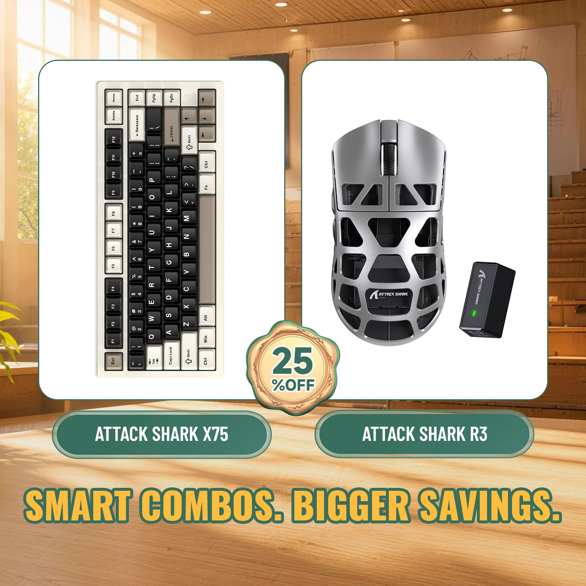 ATTACK SHARK X75 Vollaluminium Tastatur + R3 Magnesiumlegierung Gaming-Maus Bundle