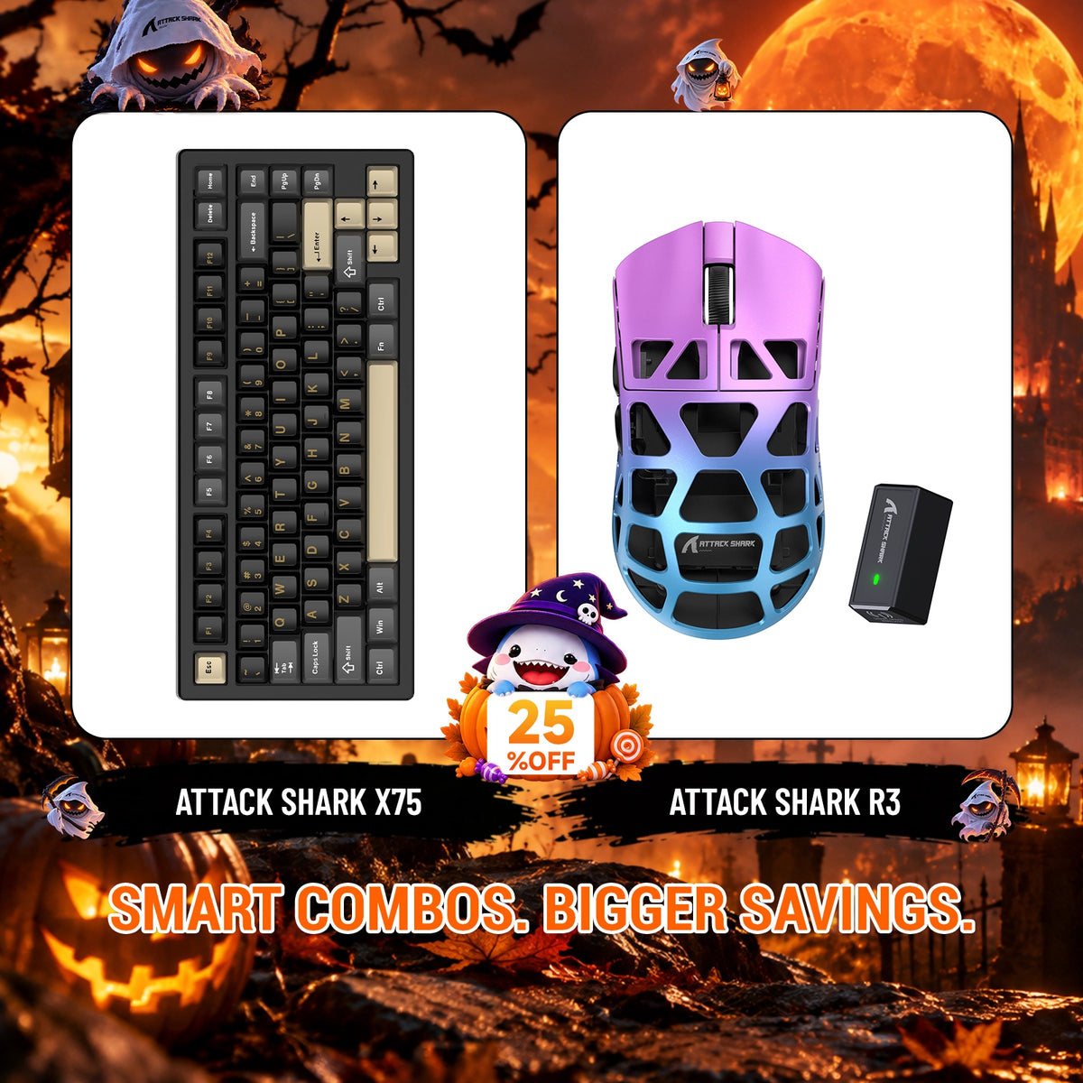 ATTACK SHARK X75 Vollaluminium Tastatur + R3 Magnesiumlegierung Gaming-Maus Bundle