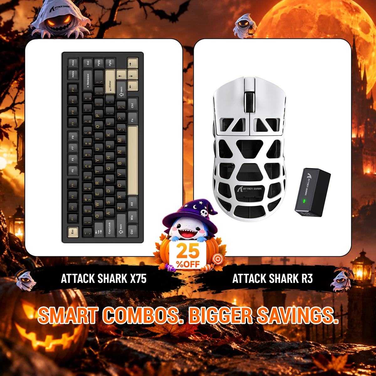 ATTACK SHARK X75 Vollaluminium Tastatur + R3 Magnesiumlegierung Gaming-Maus Bundle