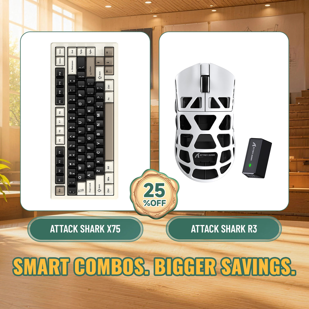 ATTACK SHARK X75 Vollaluminium Tastatur + R3 Magnesiumlegierung Gaming-Maus Bundle