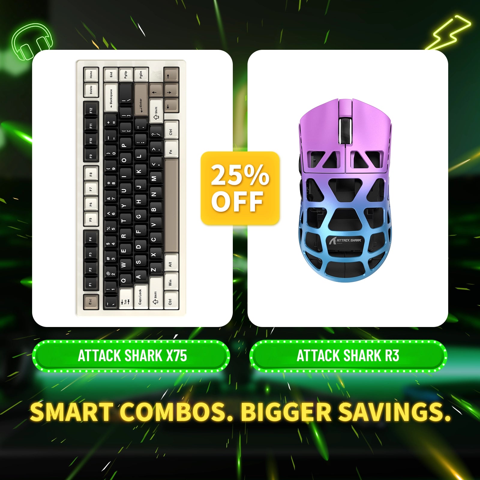 ATTACK SHARK X75 Vollaluminium-Tastatur + R3 Magnesiumlegierung-Gaming-Maus-Paket