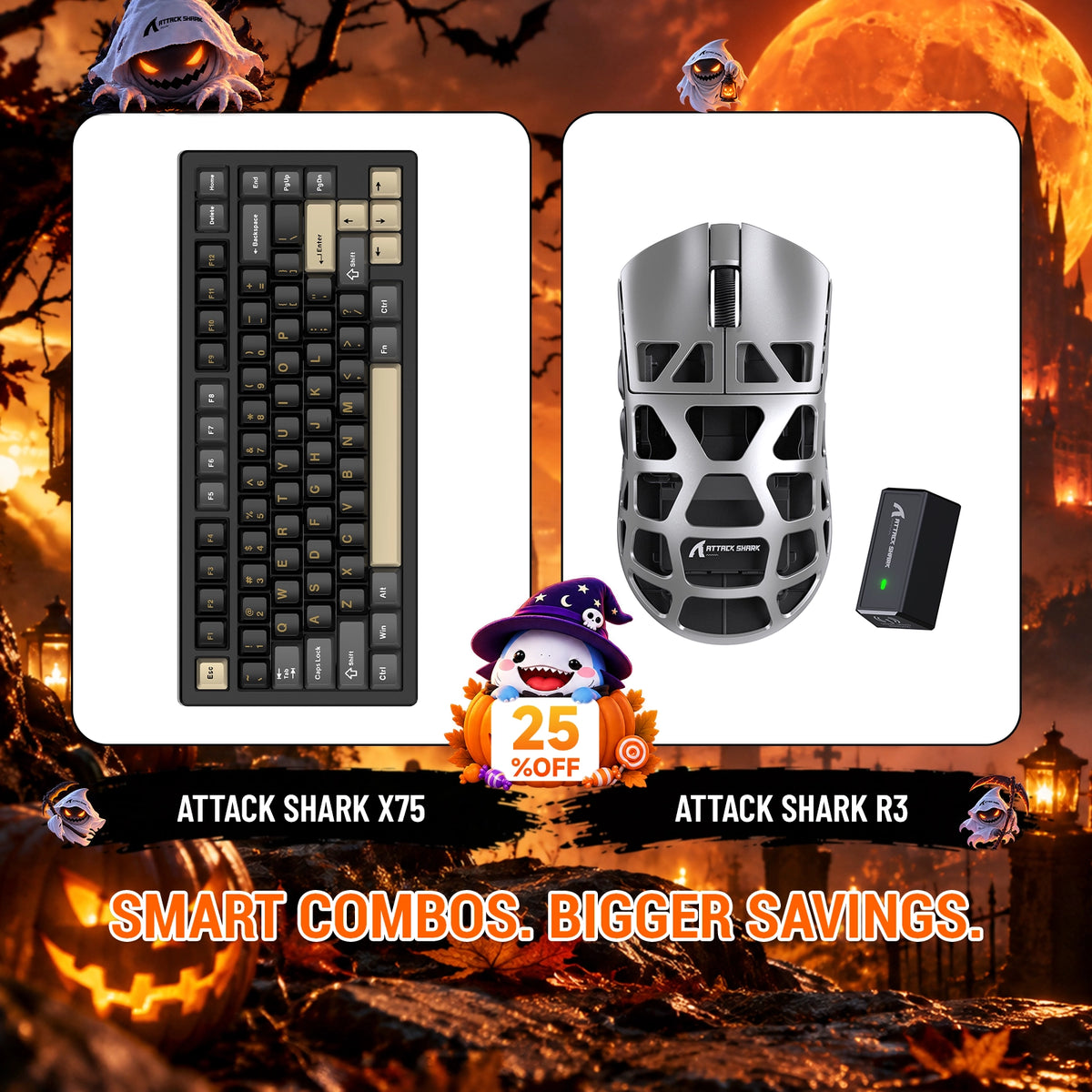 ATTACK SHARK X75 Vollaluminium Tastatur + R3 Magnesiumlegierung Gaming-Maus Bundle
