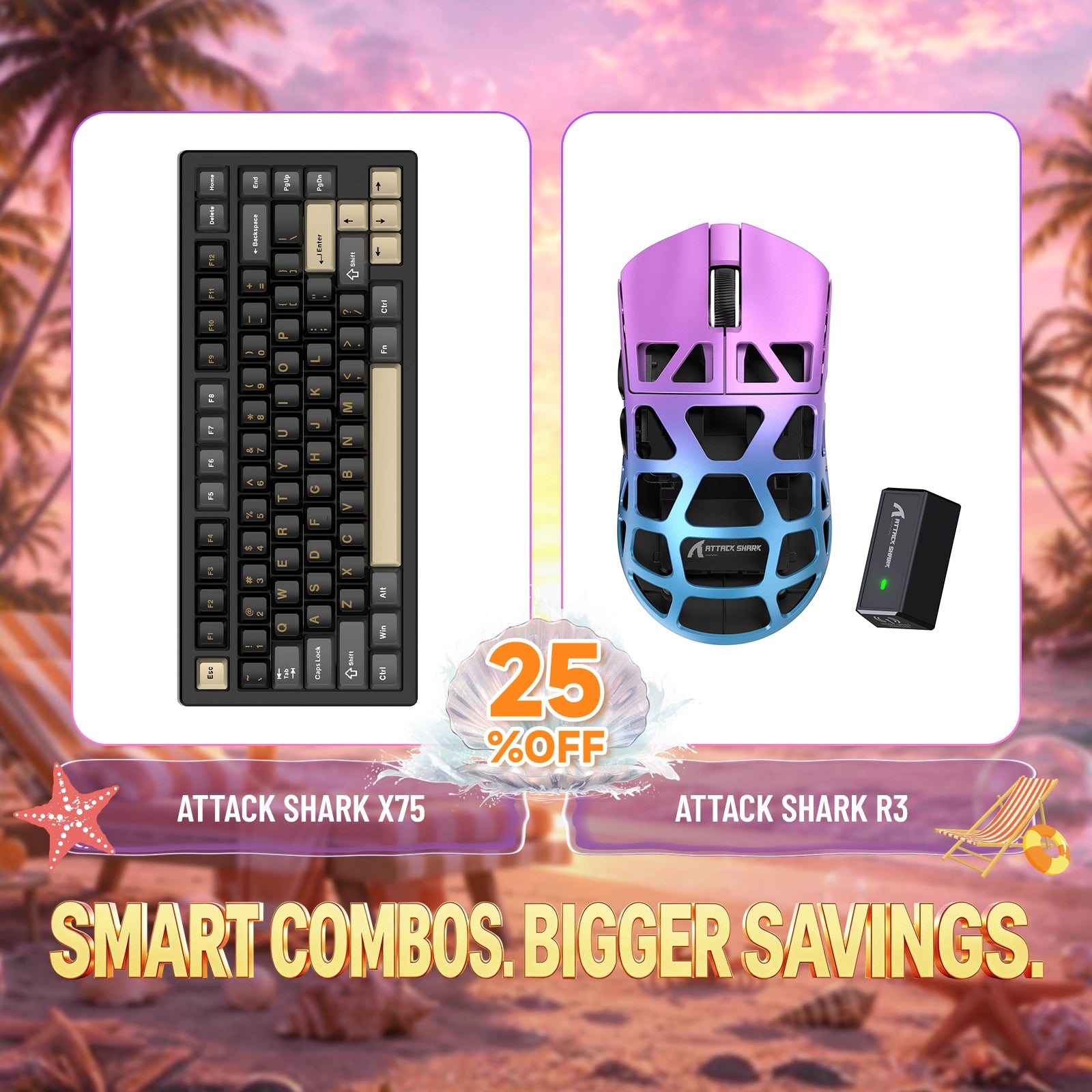 ATTACK SHARK X75 Vollaluminium Tastatur + R3 Magnesiumlegierung Gaming-Maus Bundle