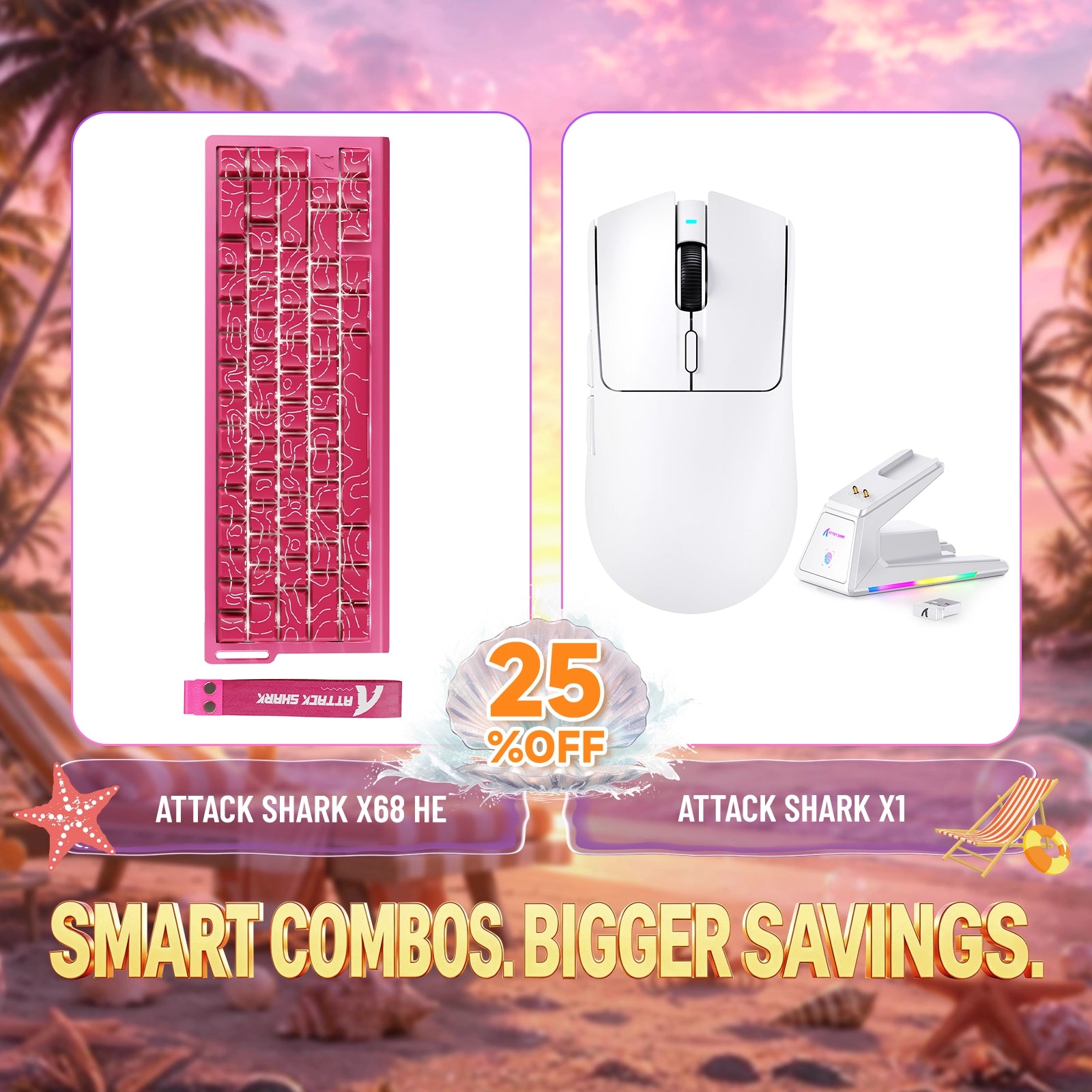 ATTACK SHARK X68HE Rapid Trigger Tastatur + X1 Kabellose Gaming-Maus Bundle