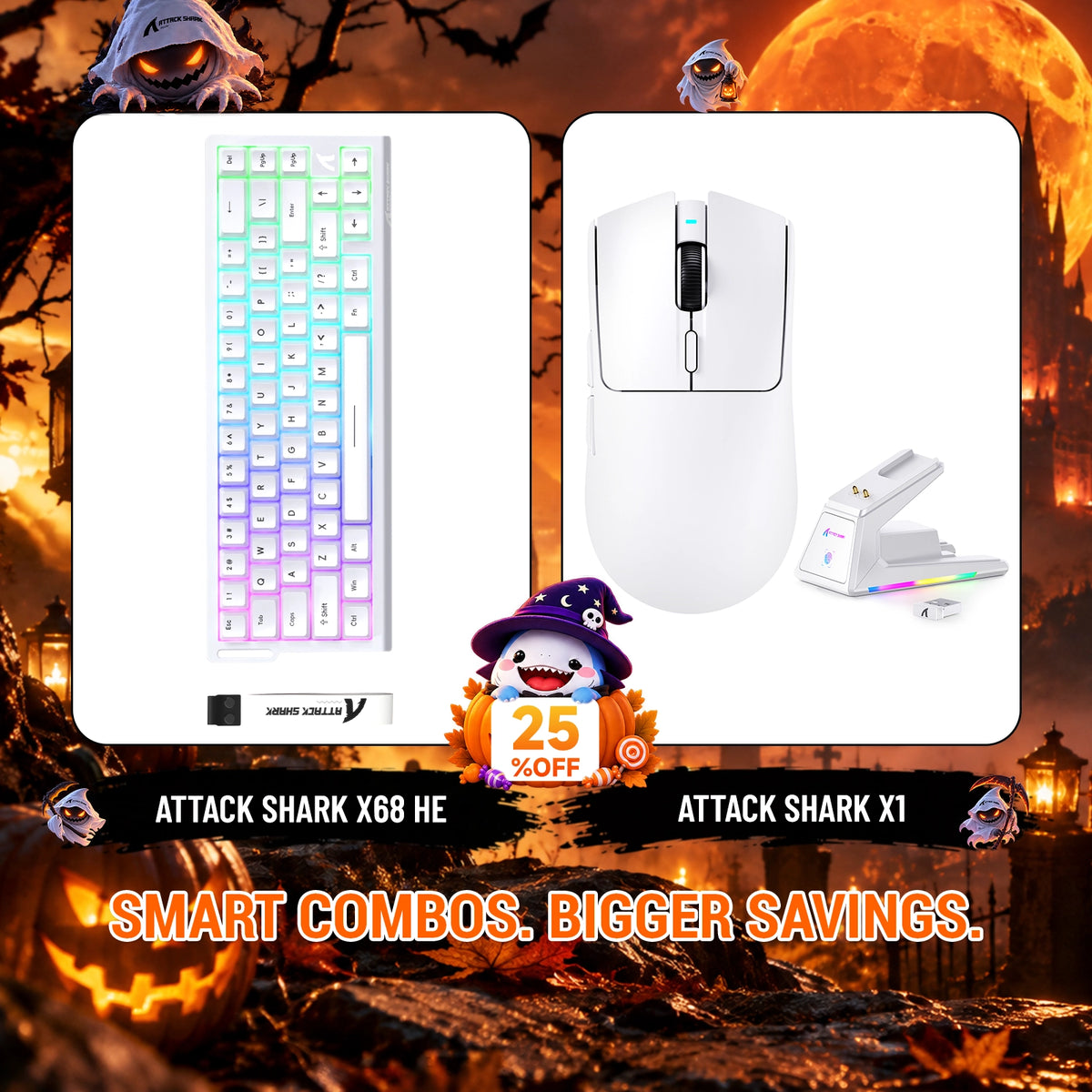 ATTACK SHARK X68HE Rapid Trigger Tastatur + X1 Kabellose Gaming-Maus Bundle