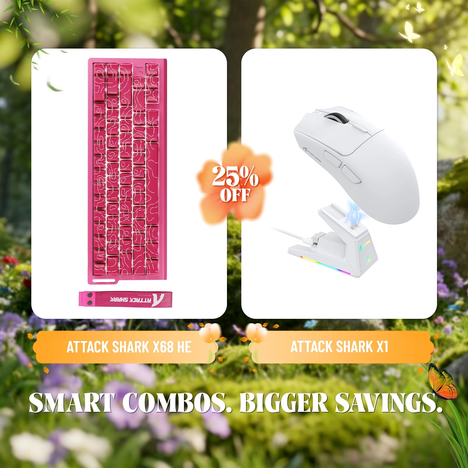 ATTACK SHARK X68HE Rapid Trigger Keyboard + X1 Wireless Gaming Mouse Bundle