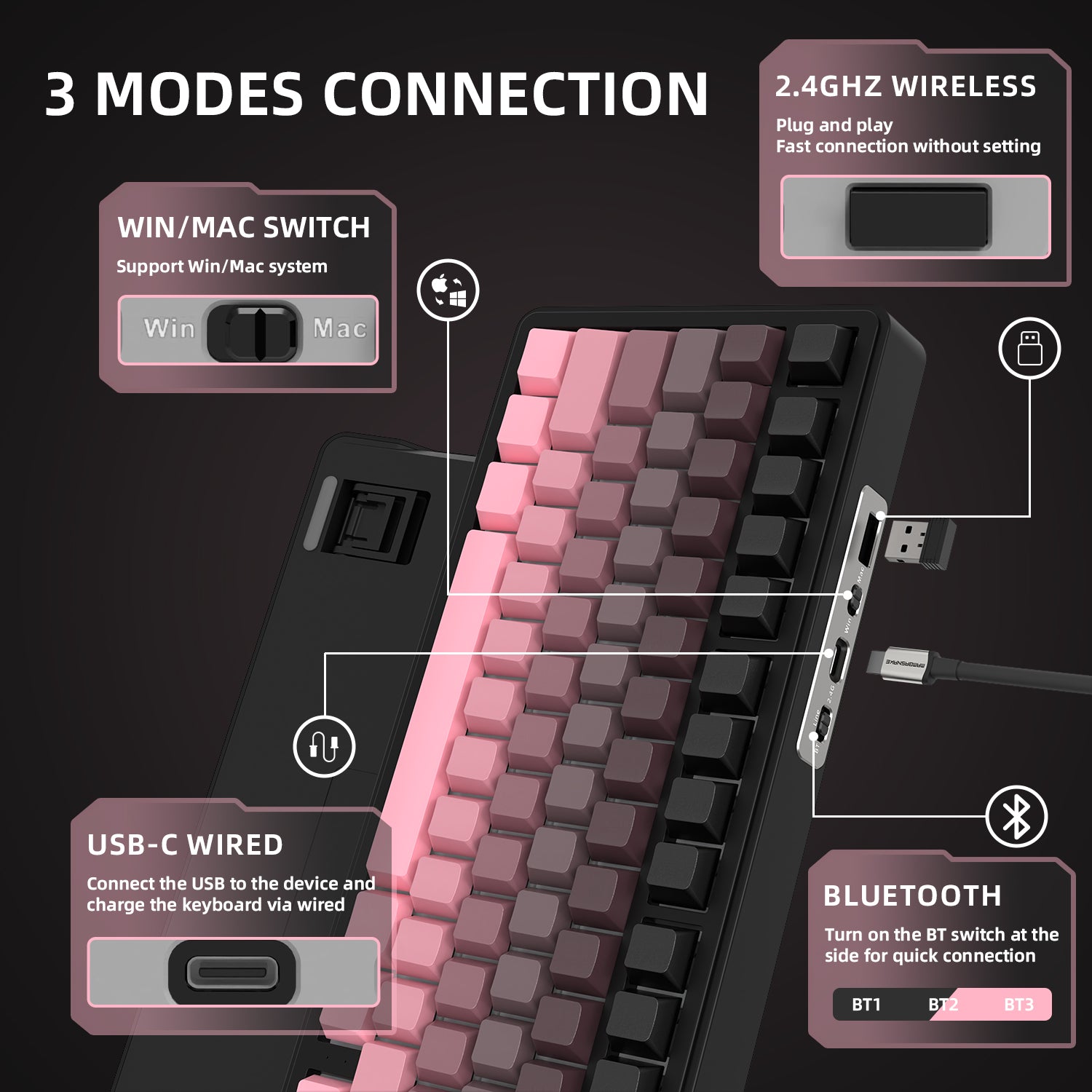 ATTACK SHARK X85 Kabellose mechanische Tastatur 