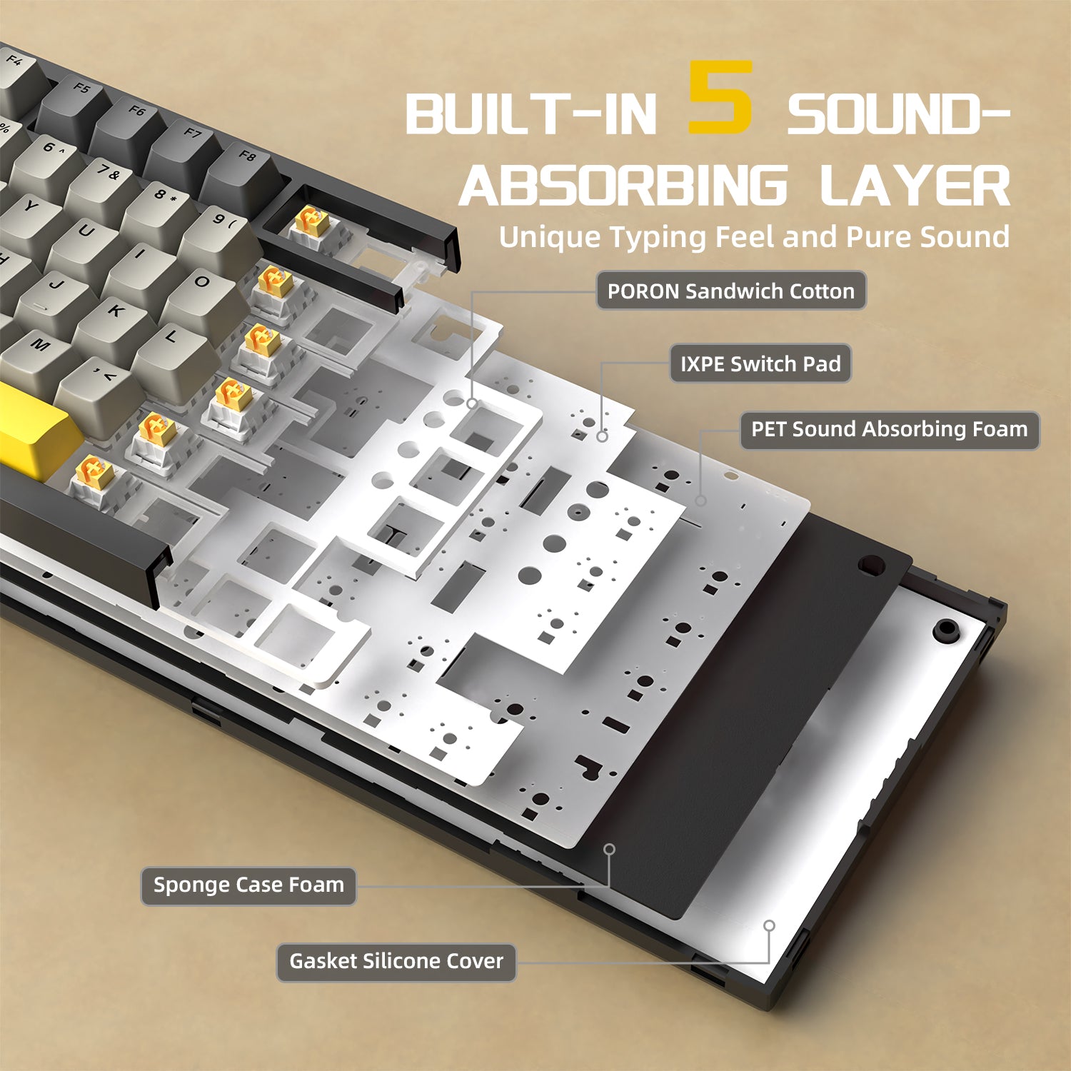 ATTACK SHARK x AJAZZ AK820 Pro Mechanische Tastatur mit Tri-Mode-Dichtung