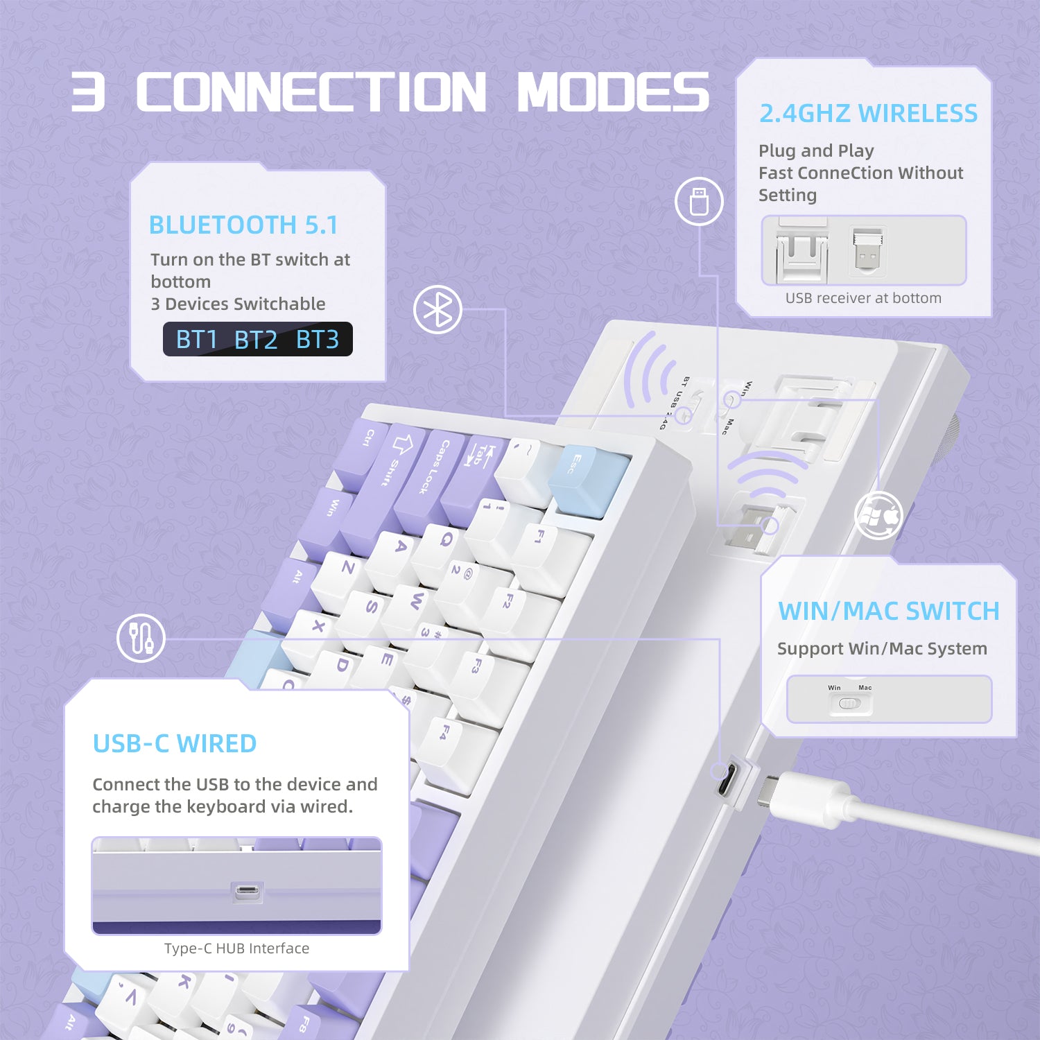 ATTACK SHARK x AJAZZ AK820 Pro Mechanische Tastatur mit Tri-Mode-Dichtung