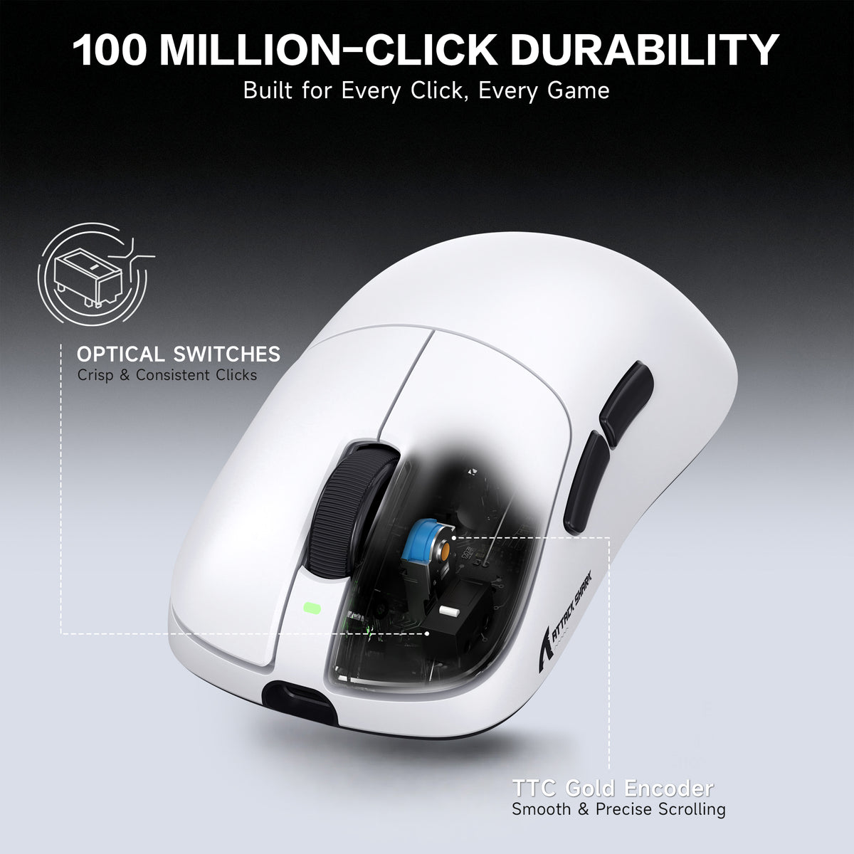 ATTACK SHARK V2 AIR PAW3955MAX Ergonomische kabellose Gaming-Maus