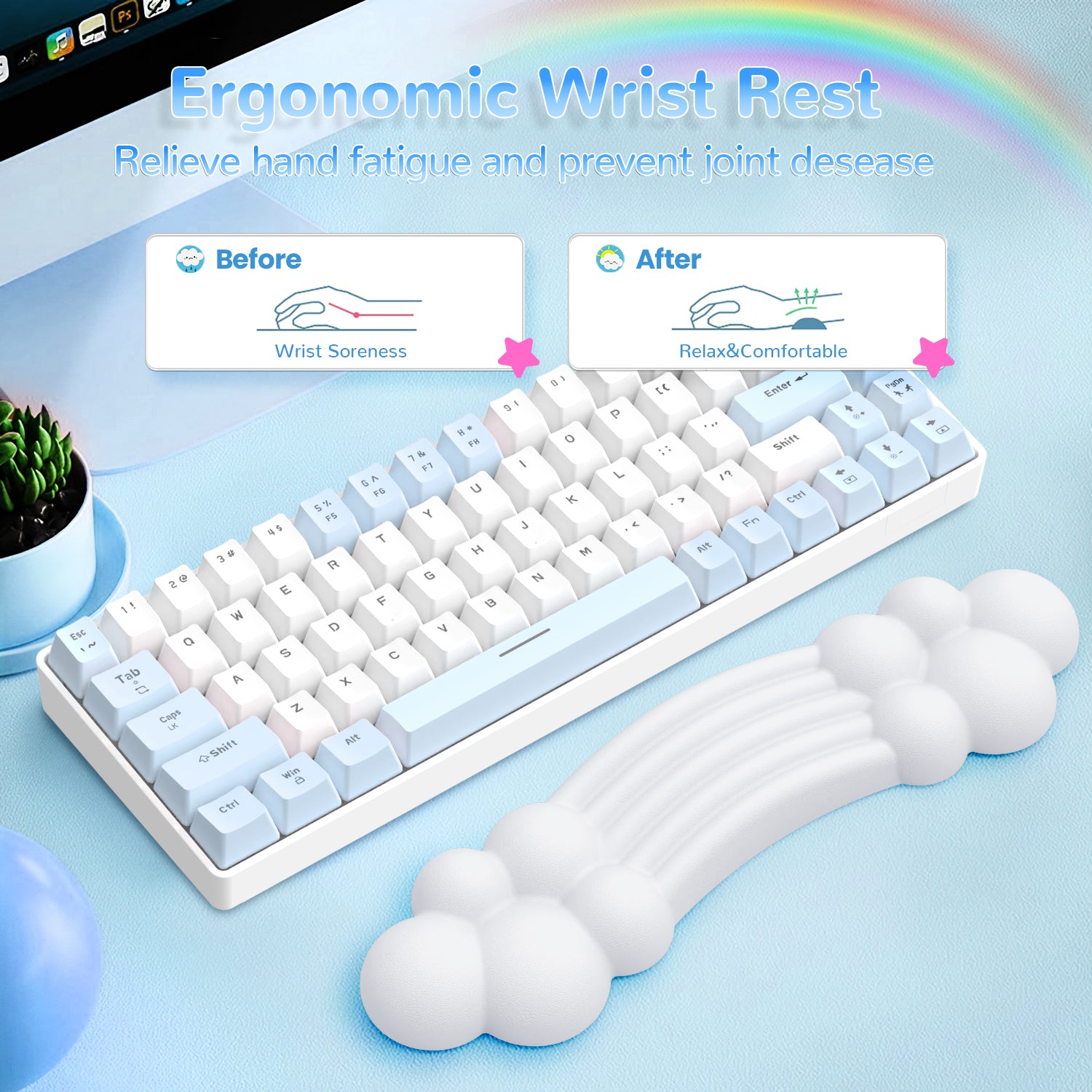 ATTACK SHARK X MAMBASNAKE Rainbow Cloud-Tastatur-Handgelenksauflage 