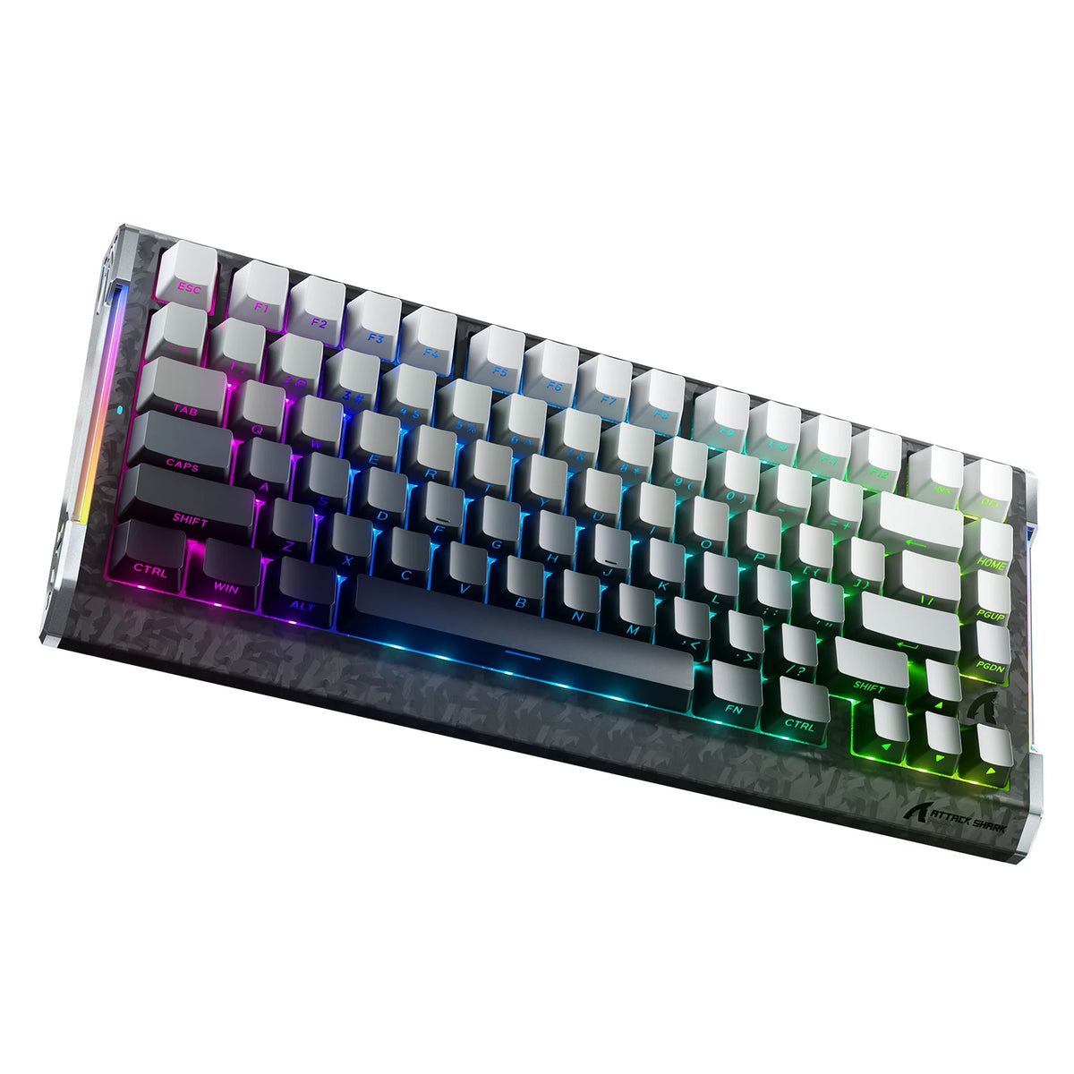 ATTACK SHARK R86 HE Carbonfaser-Gaming-Tastatur mit magnetischen Schaltern, Rapid Trigger, Kabelanschluss und C01 ULTRA RGB-Spiralkabel