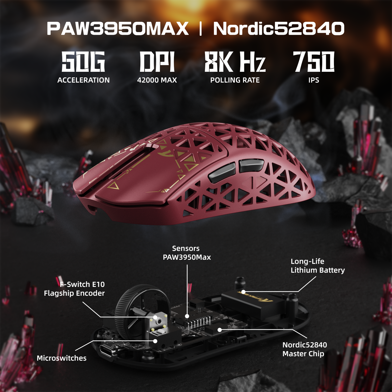 ATTACK SHARK R5 ULTRA Carbonfaser Kabellose 8K PAW3950MAX Gaming-Maus