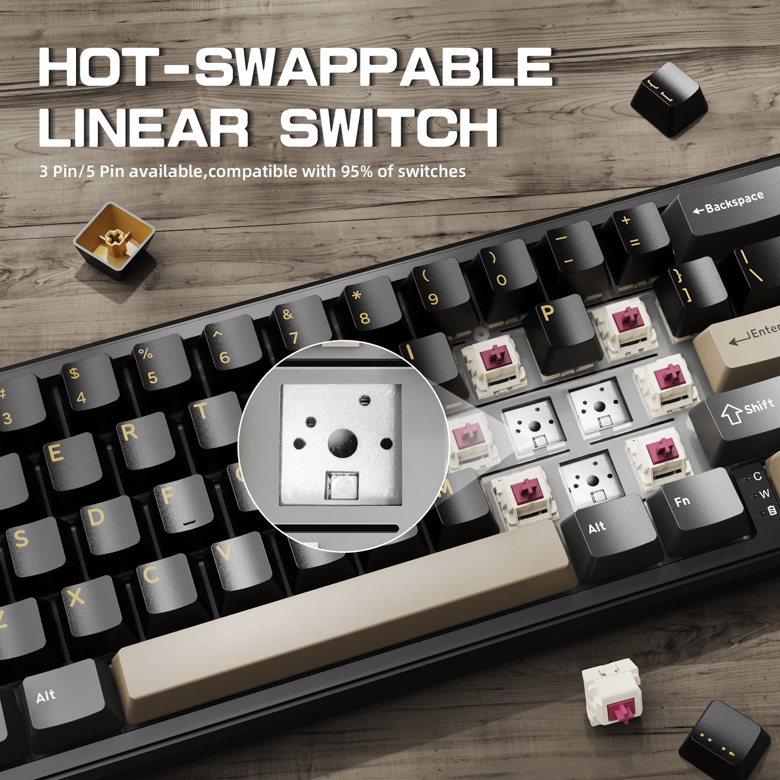 ATTACK SHARK X66 Kabellose mechanische Tastatur mit 8K-Spiralkabel