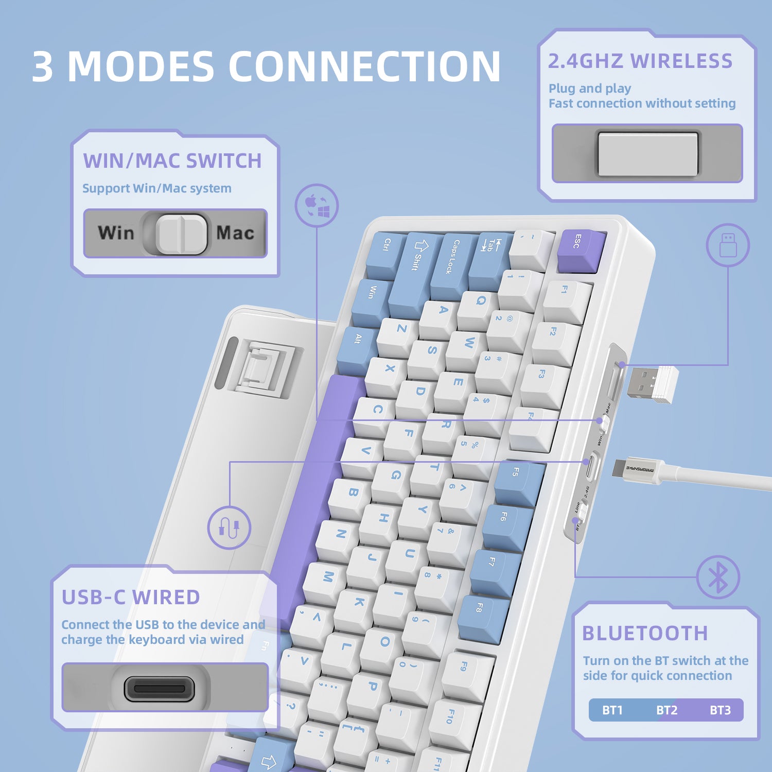 ATTACK SHARK X85 Kabellose mechanische Tastatur 