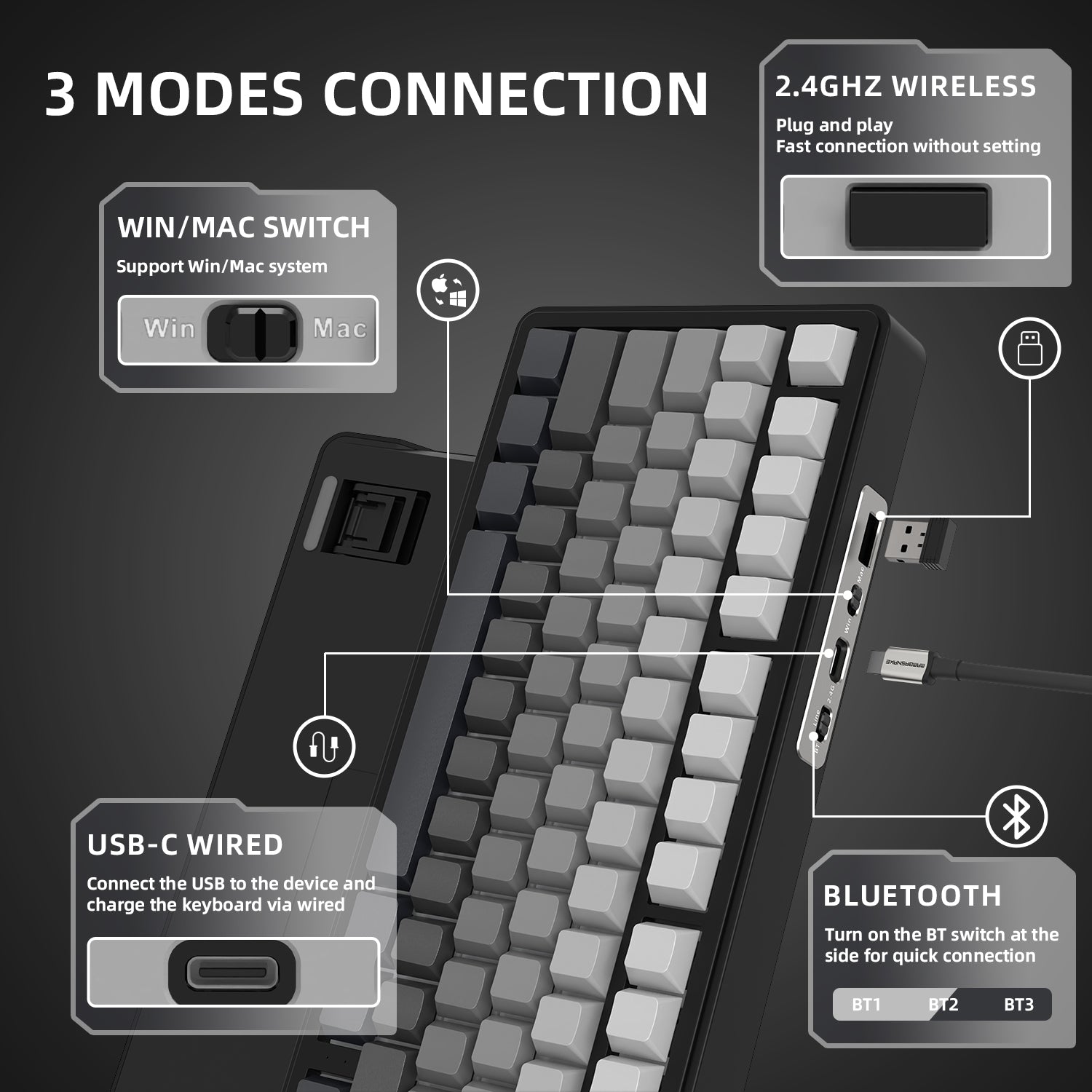 ATTACK SHARK X85 Kabellose mechanische Tastatur 