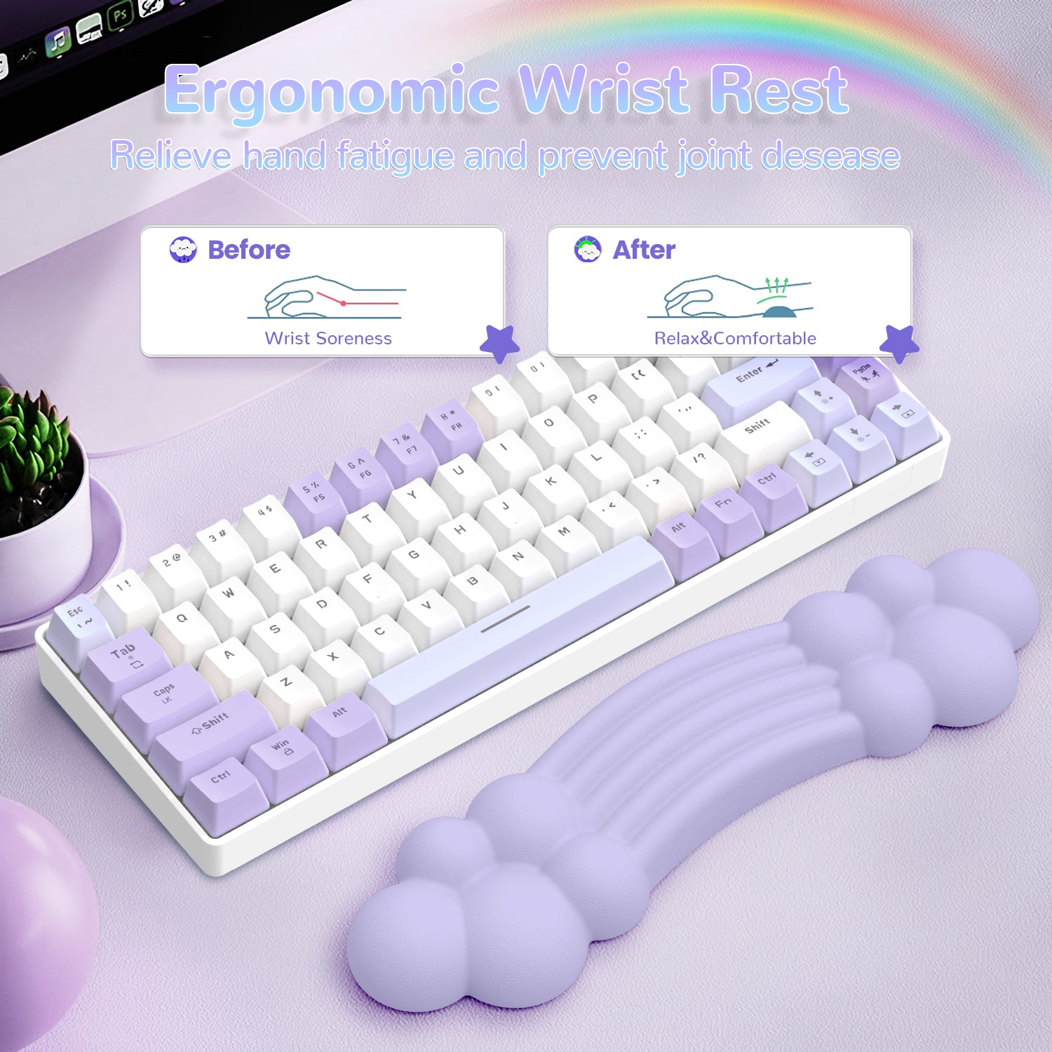 ATTACK SHARK X MAMBASNAKE Rainbow Cloud-Tastatur-Handgelenksauflage 