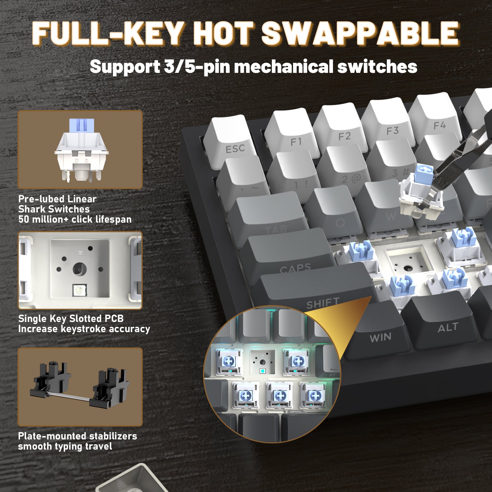 ATTACK SHARK X820ULTRA Mechanische Tastatur mit C01ULTRA Spiralkabel