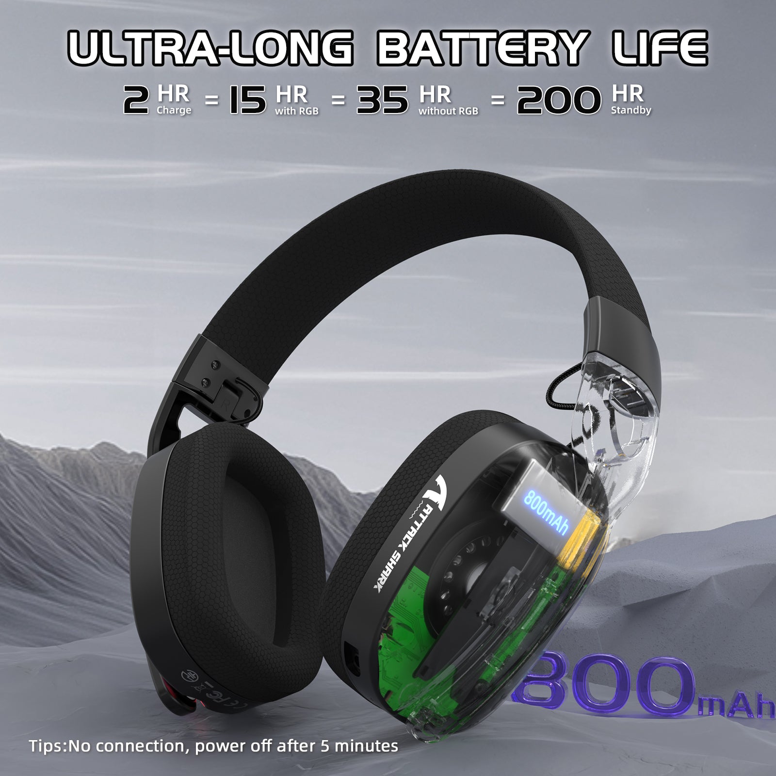 ATTACK SHARK L90 Flodable RGB Ultra-Light Tri-Mode Gaming Headset