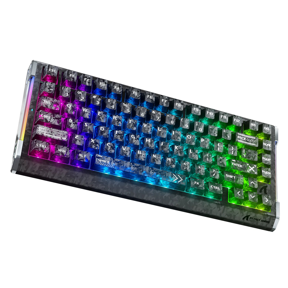 ATTACK SHARK R86 HE Carbonfaser-Gaming-Tastatur mit magnetischen Schaltern, Rapid Trigger, Kabelanschluss und C01 ULTRA RGB-Spiralkabel